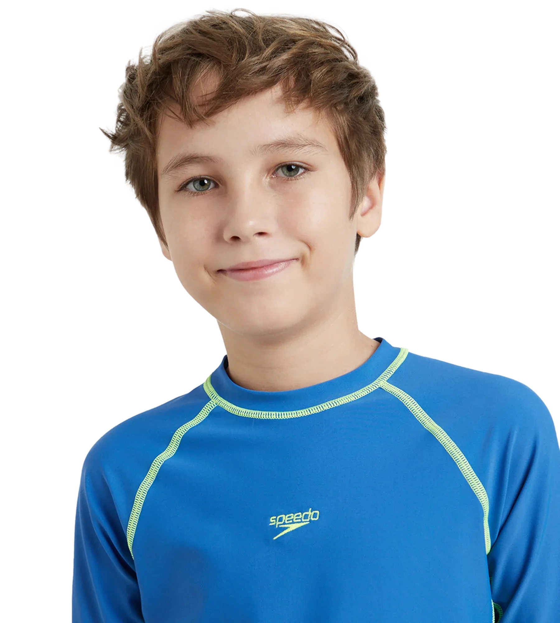Boy's Enduraflex Short Sleeve Suntop - Turkish Sea & Hyper Yellow - Image 9