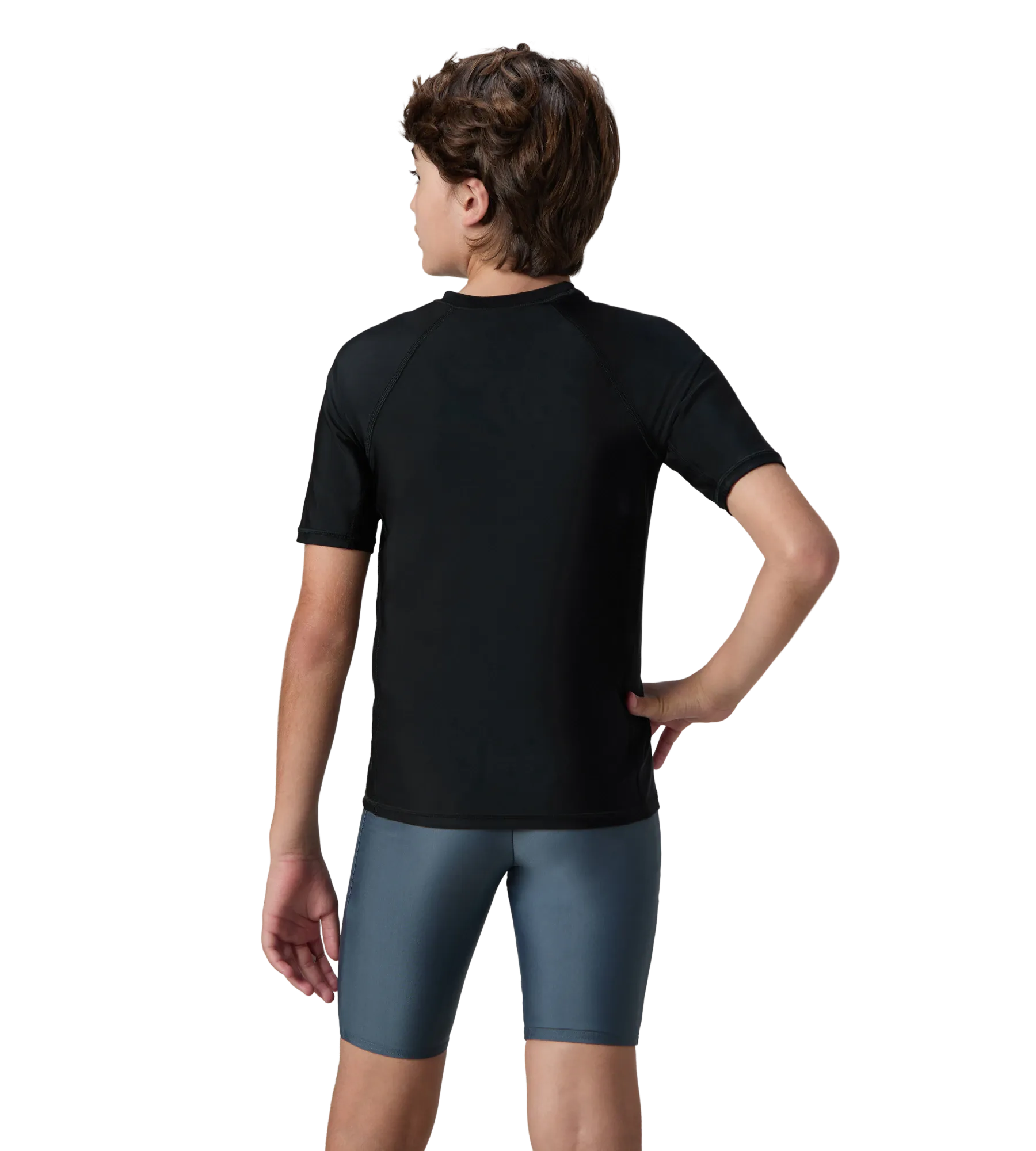 Boy's Enduraflex Short Sleeve Suntop - Coin Grey & Black - Image 5