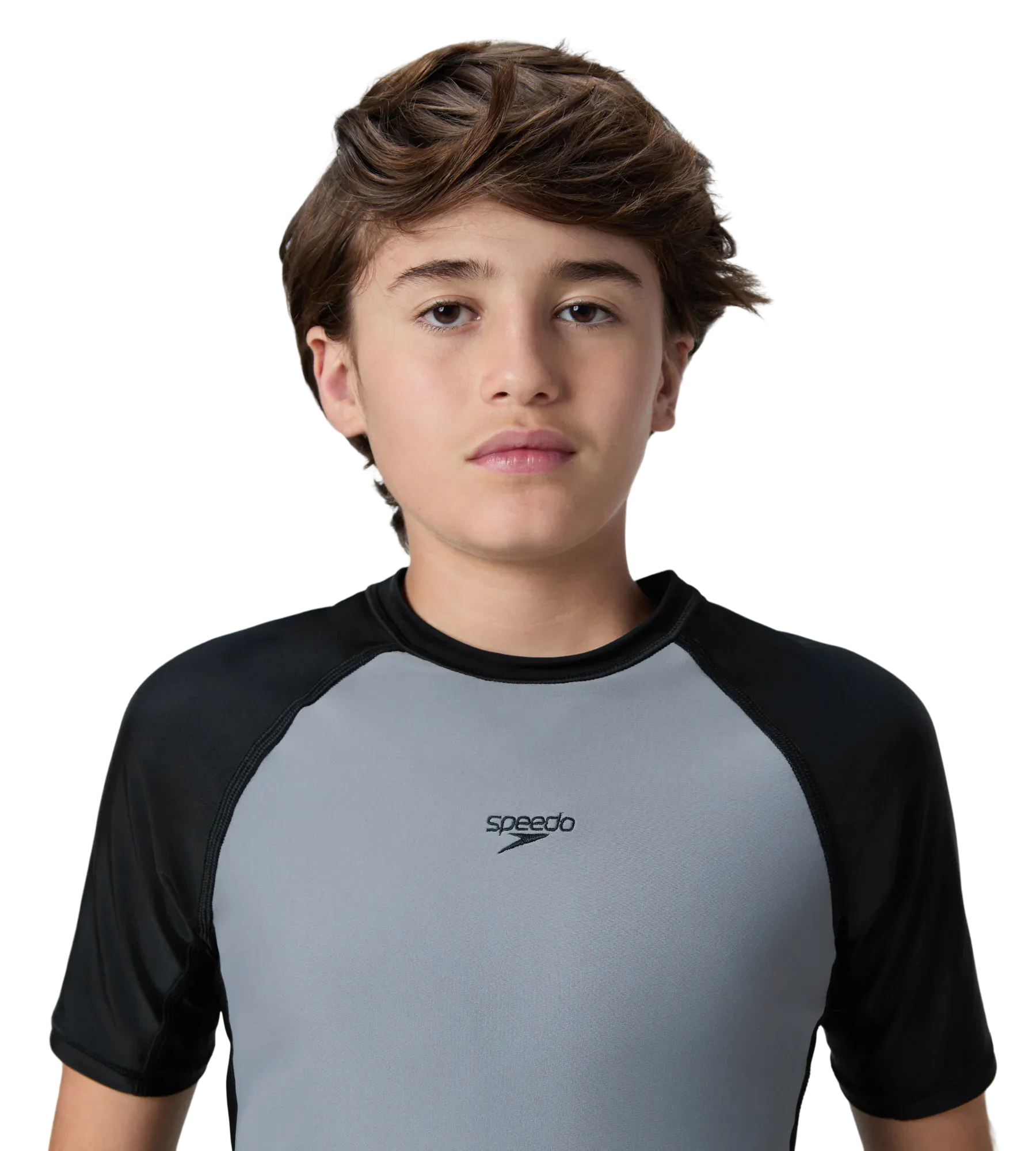Boy's Enduraflex Short Sleeve Suntop - Coin Grey & Black - Image 7