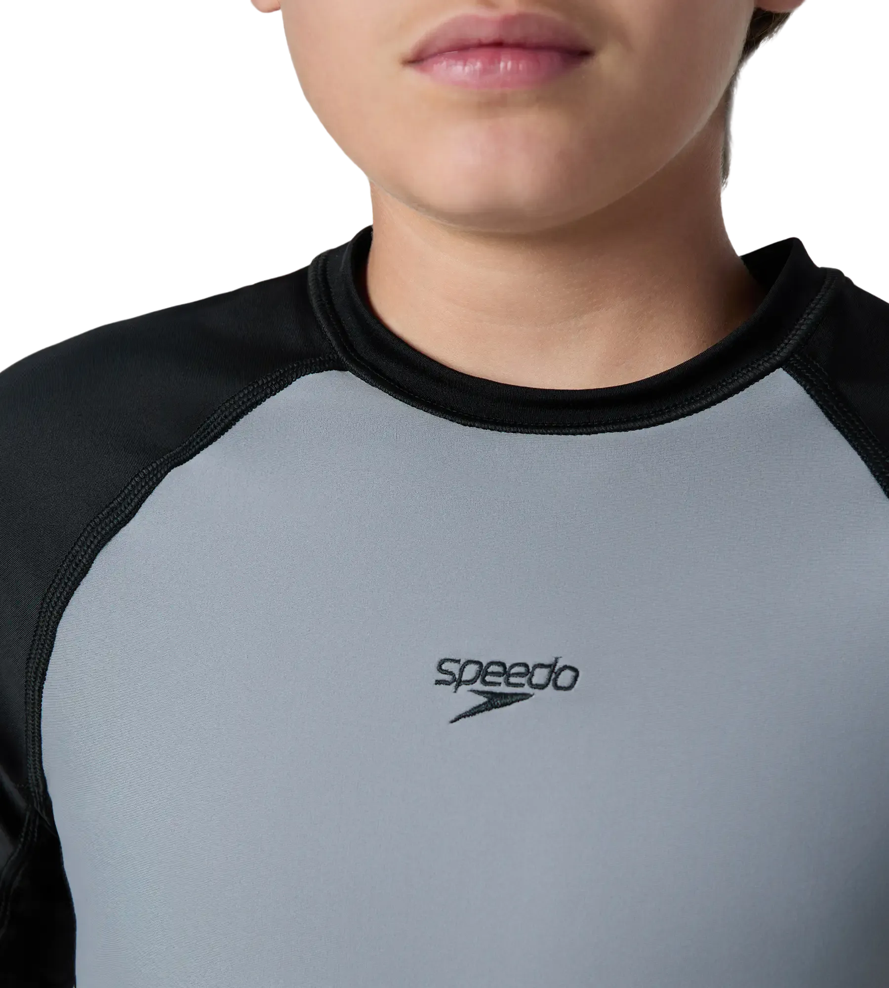 Boy's Enduraflex Short Sleeve Suntop - Coin Grey & Black - Image 8