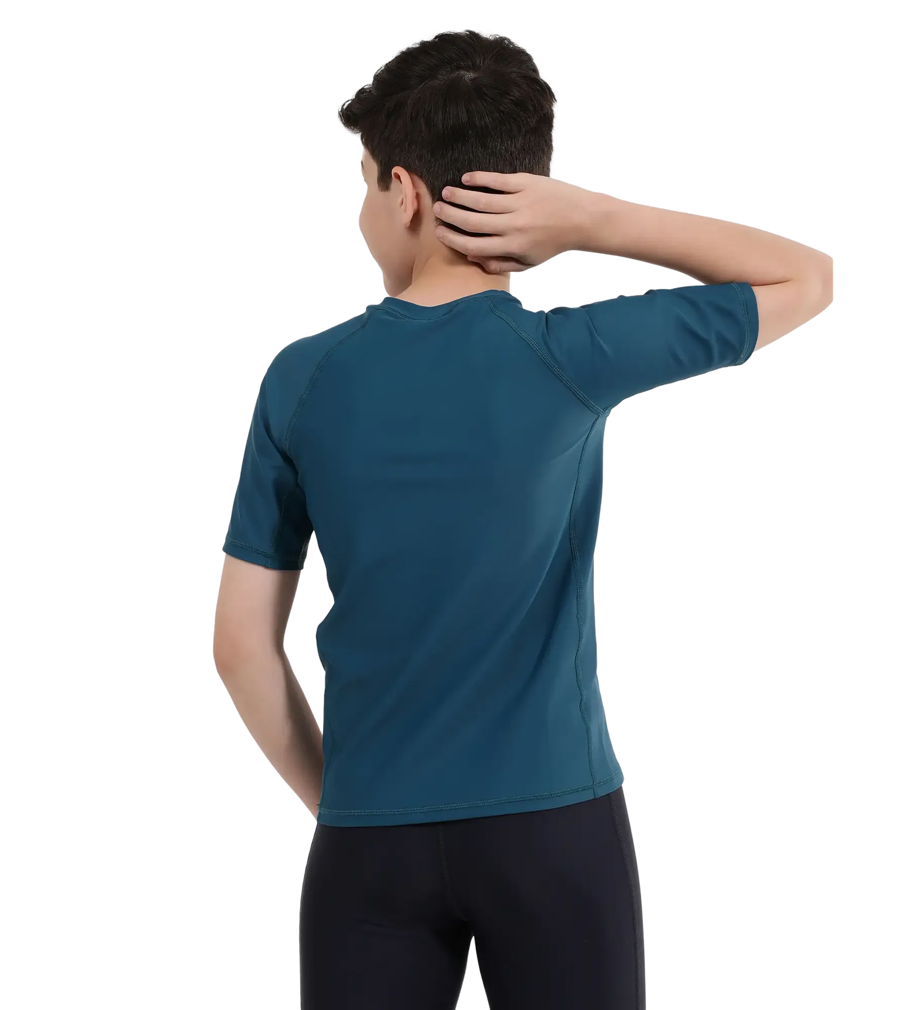 Boy's Endurance 10 Short Sleeve Suntop - Fed Red & Dark Teal - Image 4