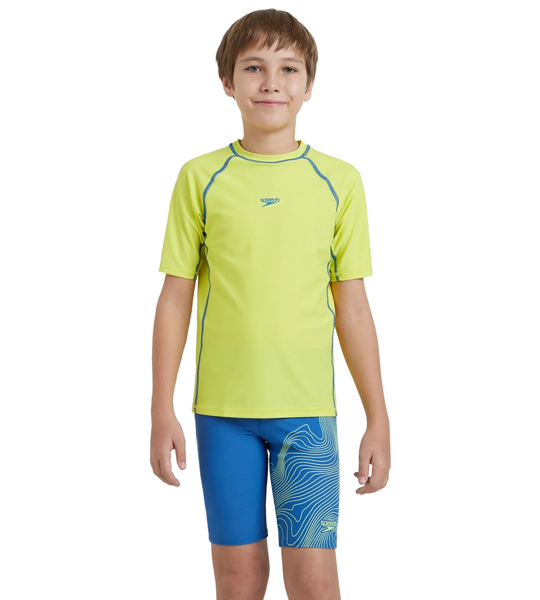 Boy's Enduraflex Short Sleeve Suntop - Lemon Drizzle & Turkish Sea - Image 2