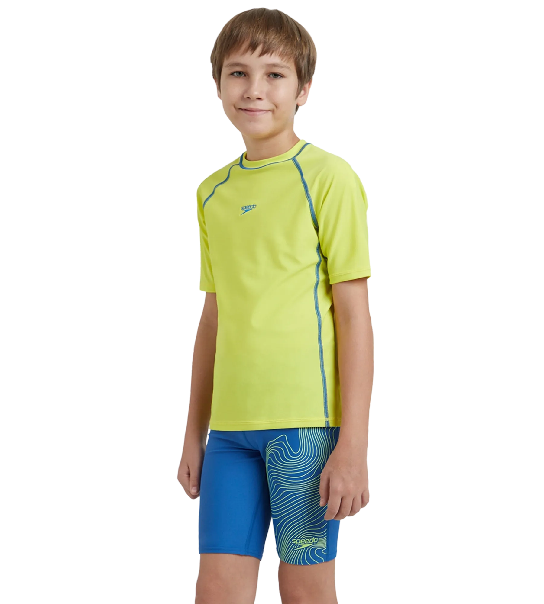Boy's Enduraflex Short Sleeve Suntop - Lemon Drizzle & Turkish Sea - Image 3