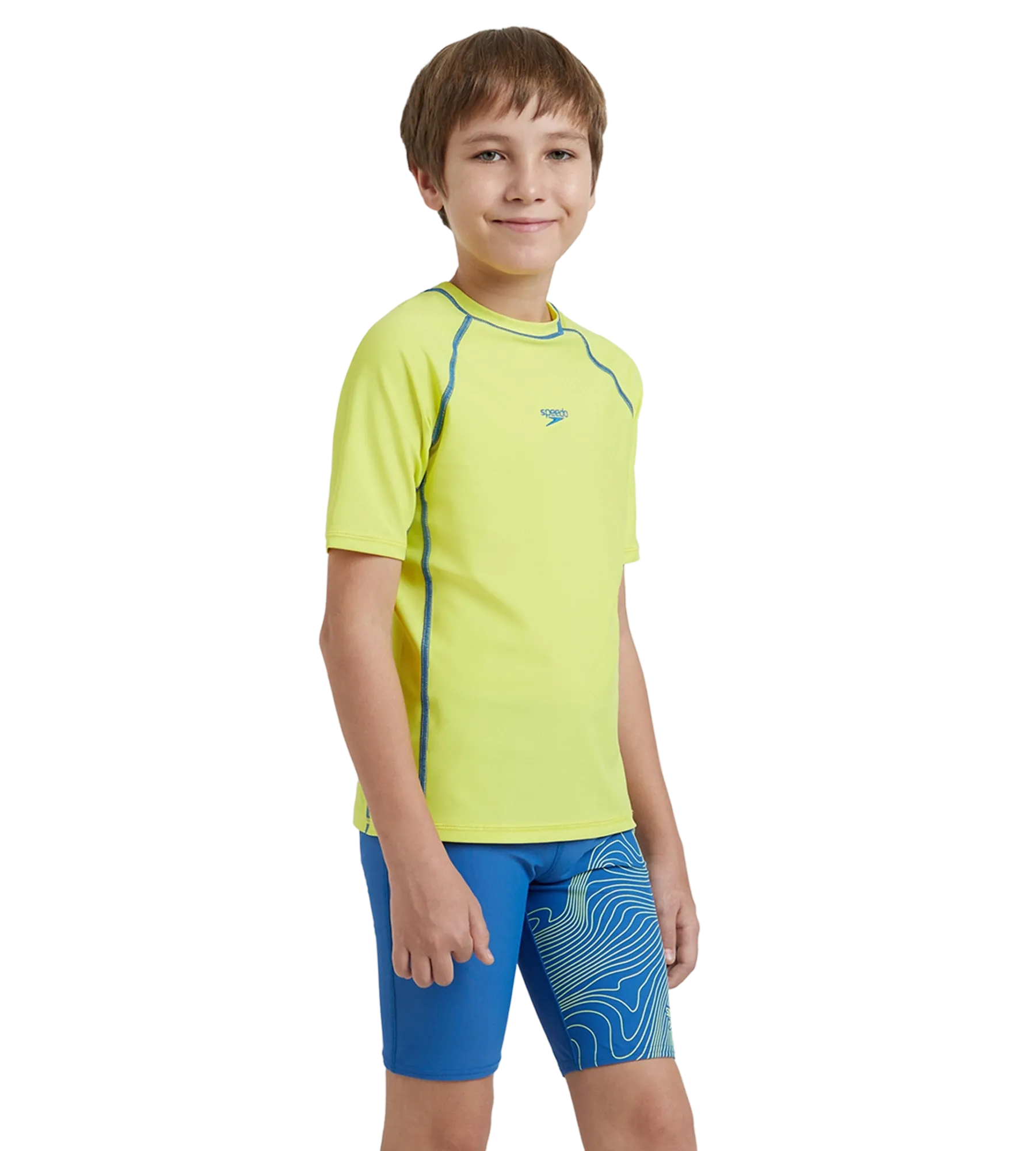 Boy's Enduraflex Short Sleeve Suntop - Lemon Drizzle & Turkish Sea - Image 4
