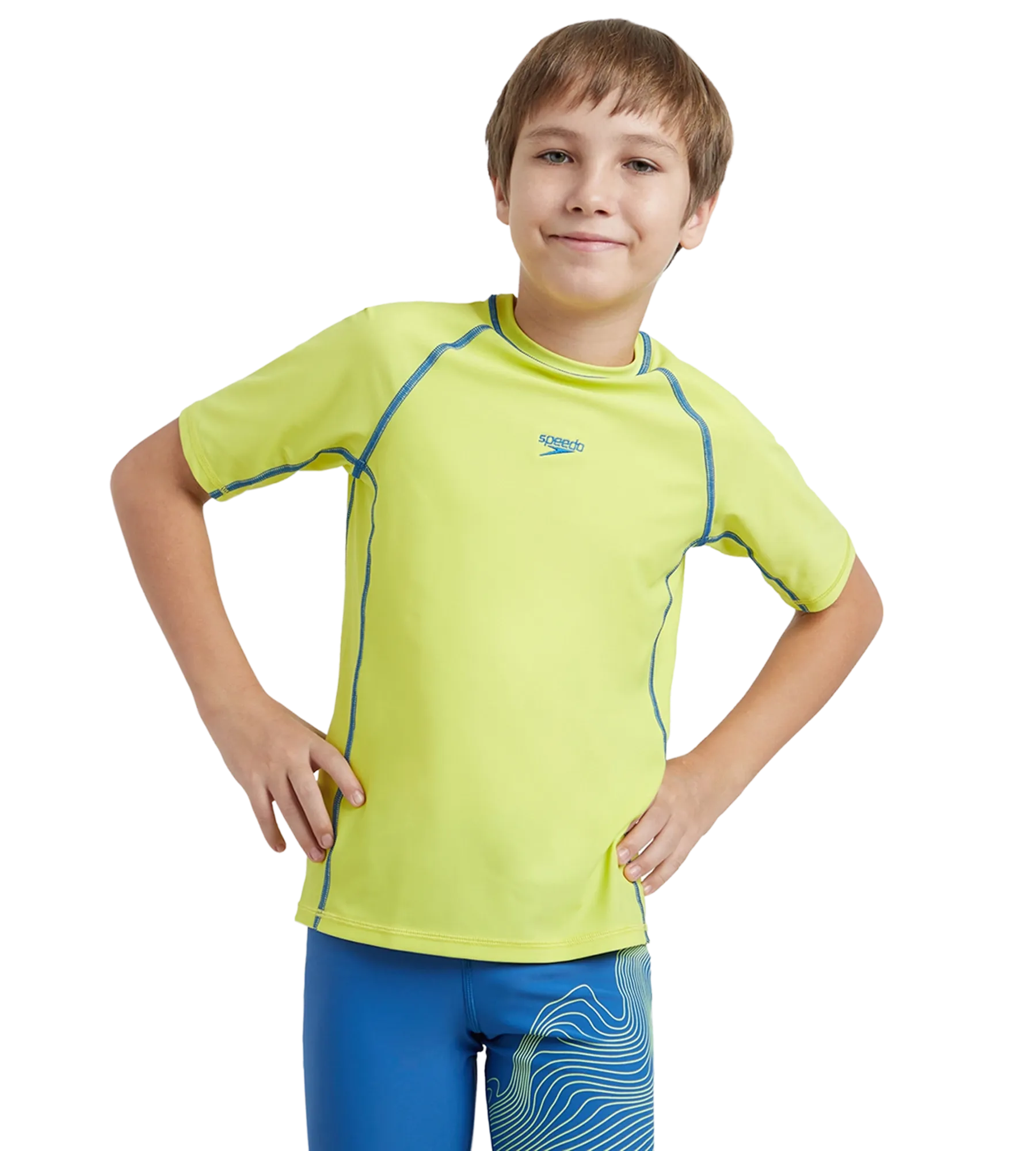 Boy's Enduraflex Short Sleeve Suntop - Lemon Drizzle & Turkish Sea - Image 6