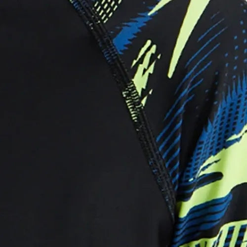 Boy's Endurance10 Hyperboom Print Short Sleeve Suntop - Black. Turkish Sea & Hyper Yellow - Image 14