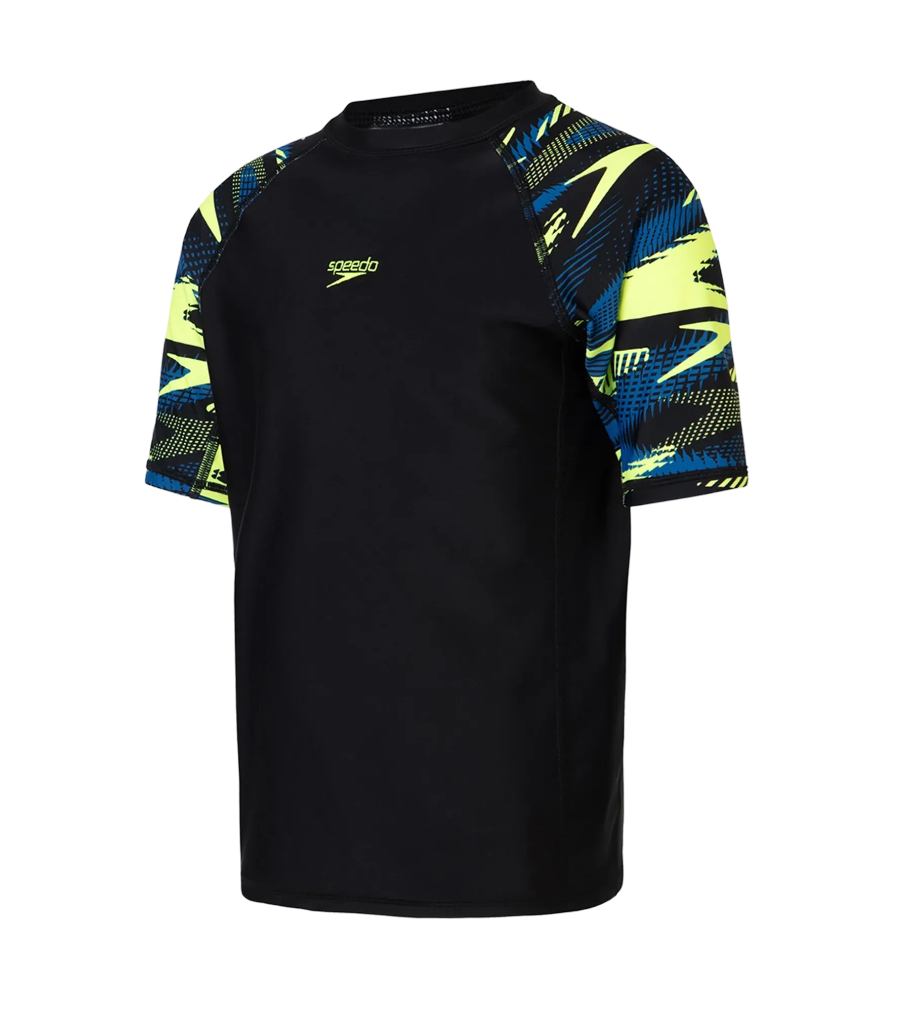 Boy's Endurance10 Hyperboom Print Short Sleeve Suntop - Black. Turkish Sea & Hyper Yellow - Image 10