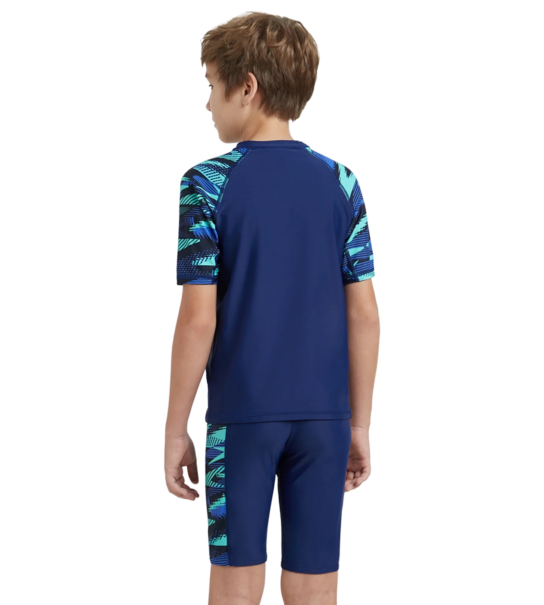 Boy's Endurance10 Hyperboom Print Short Sleeve Suntop - Harmony. True Navy & Cobalt - Image 5
