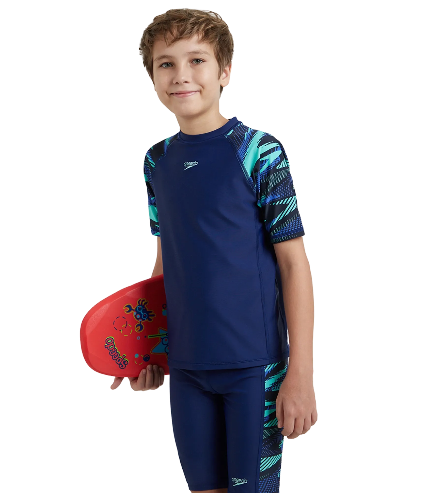 Boy's Endurance10 Hyperboom Print Short Sleeve Suntop - Harmony. True Navy & Cobalt - Image 8