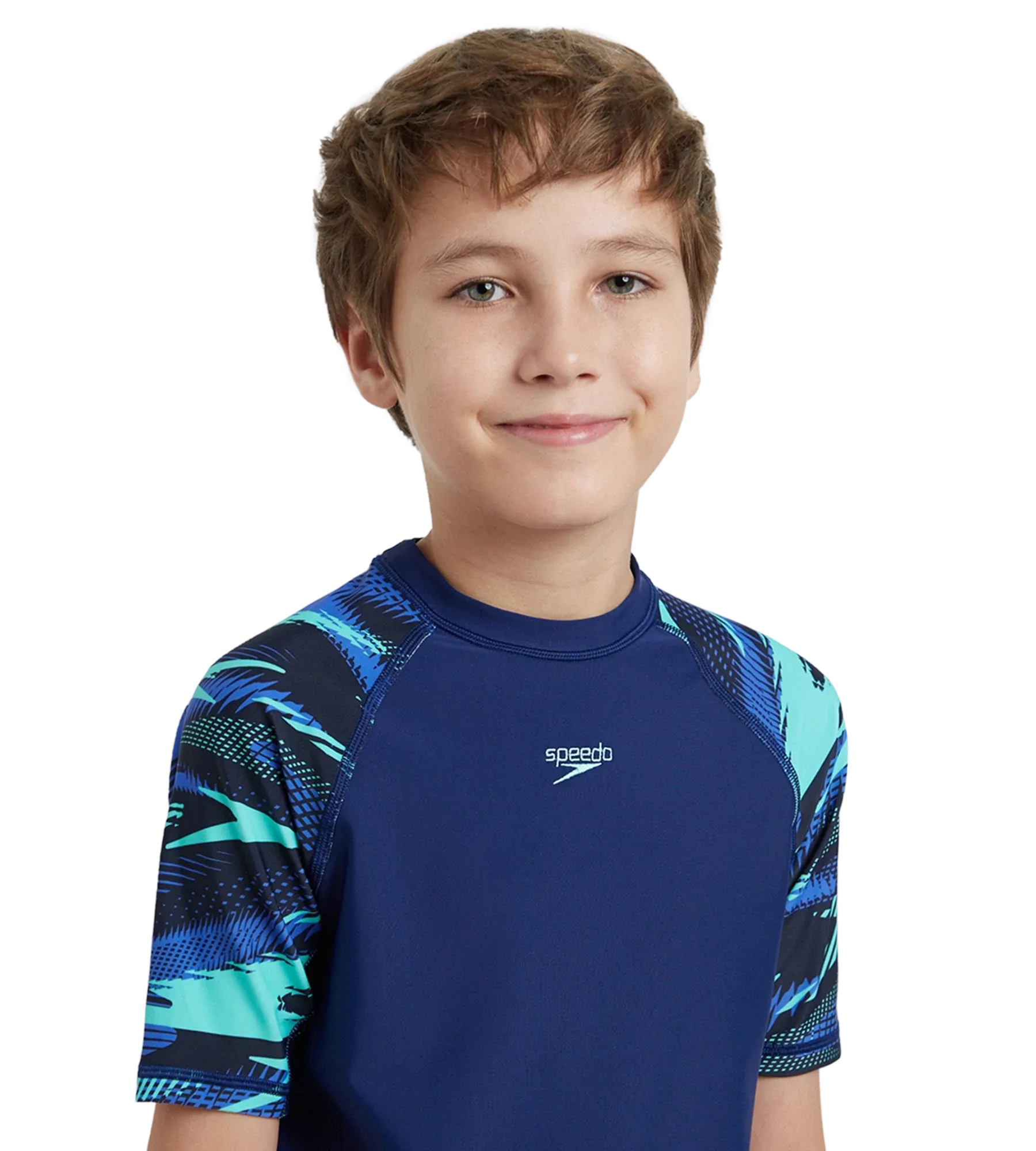 Boy's Endurance10 Hyperboom Print Short Sleeve Suntop - Harmony. True Navy & Cobalt - Image 9