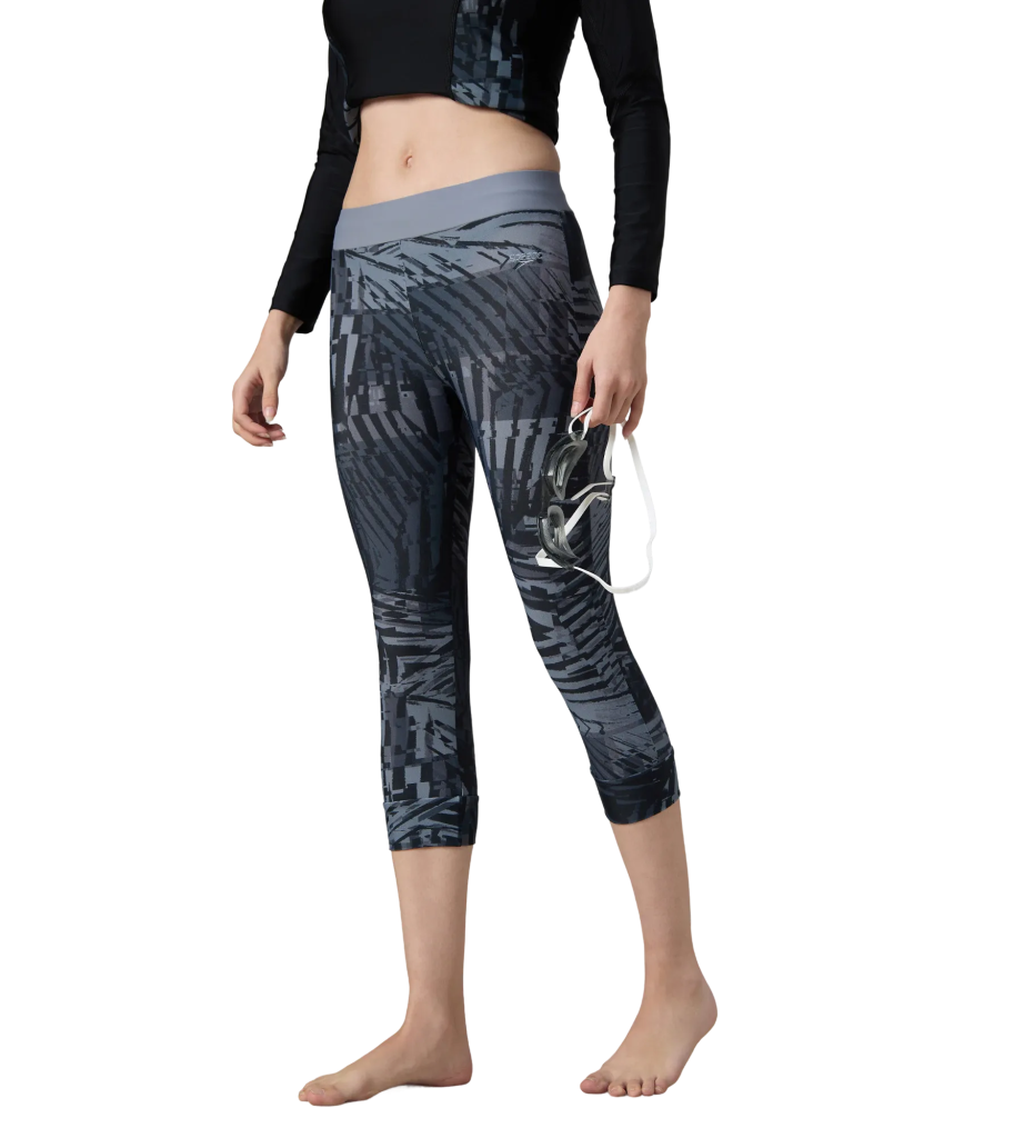 Women's Endurance10 Printed Swim Capri - Anthracite & Coin Grey