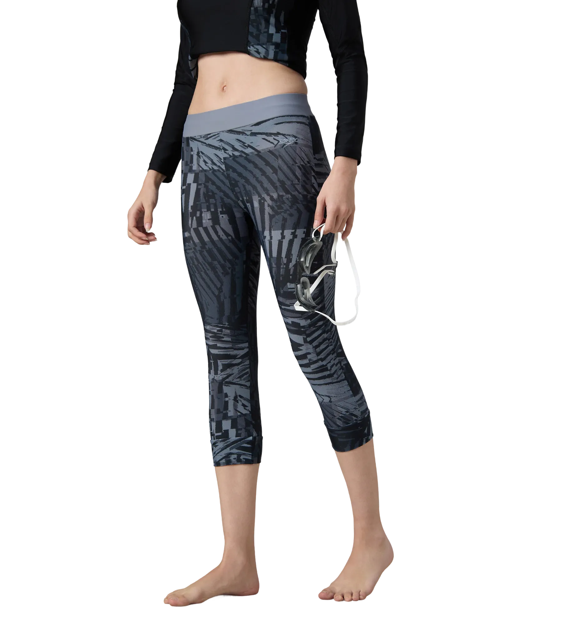 Women's Endurance10 Printed Swim Capri - Anthracite & Coin Grey