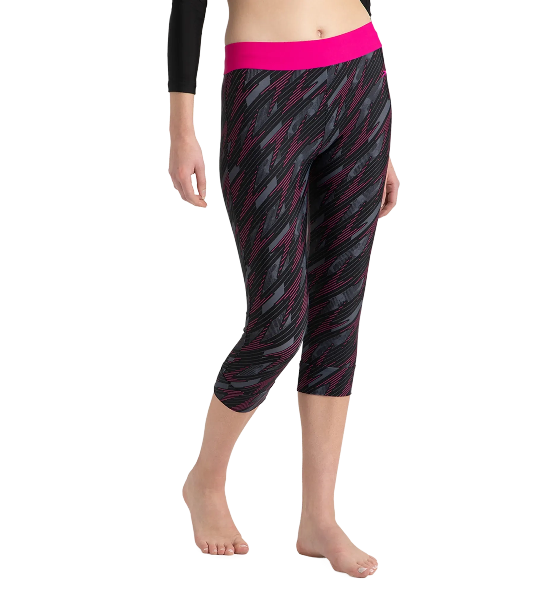 Women's Endurance 10 Hyperboom Contrast Swim Capri - Black & Electric Pink - Image 4