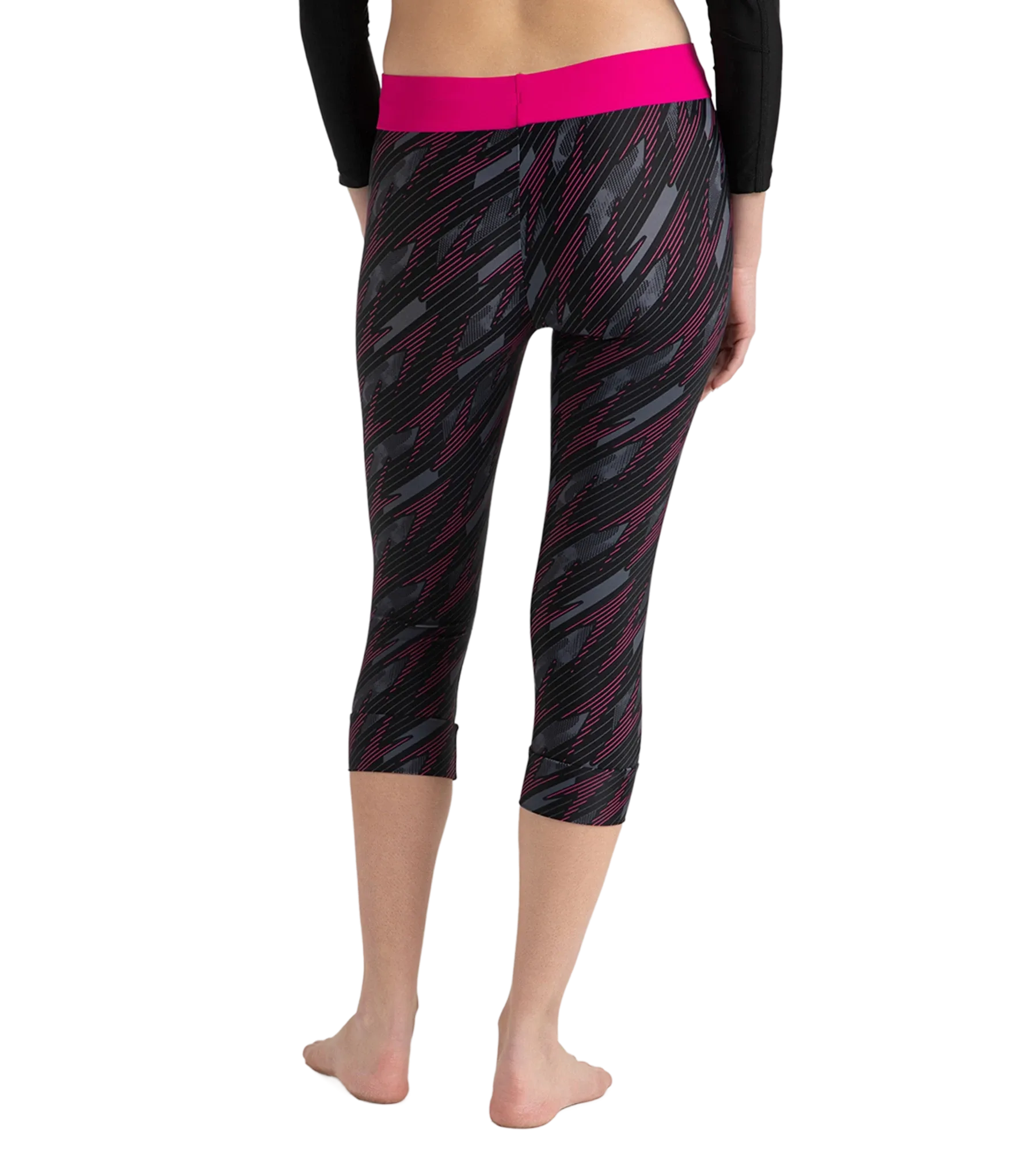 Women's Endurance 10 Hyperboom Contrast Swim Capri - Black & Electric Pink - Image 5