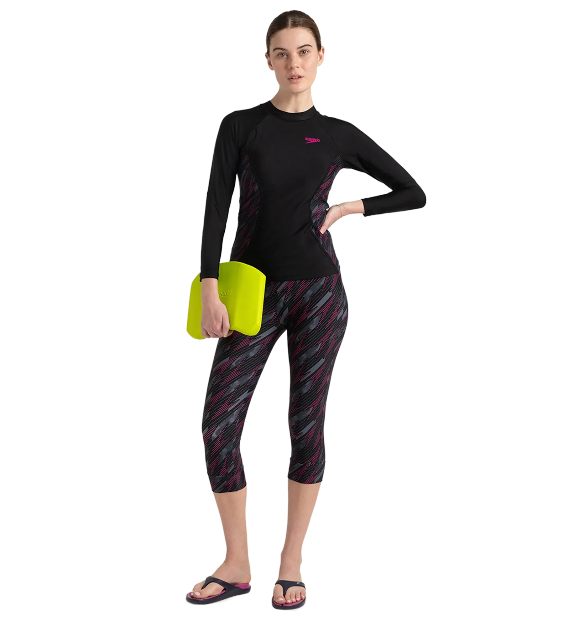Women's Endurance 10 Hyperboom Contrast Swim Capri - Black & Electric Pink - Image 7