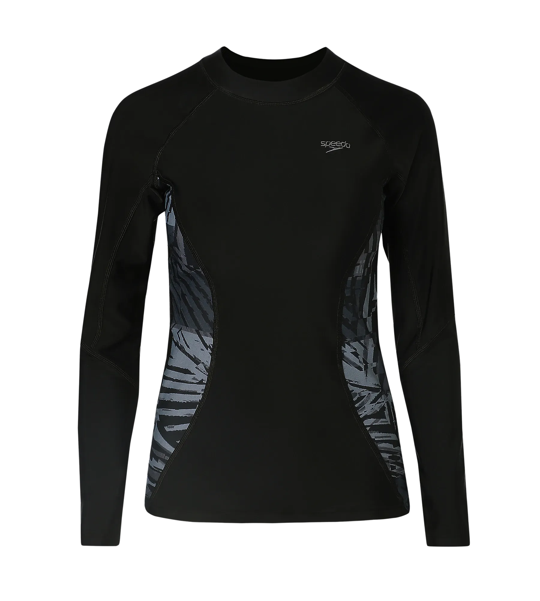 Women's Endurance10 Splice Print Long Sleeve Suntop - Black & Grey Lead - Image 9
