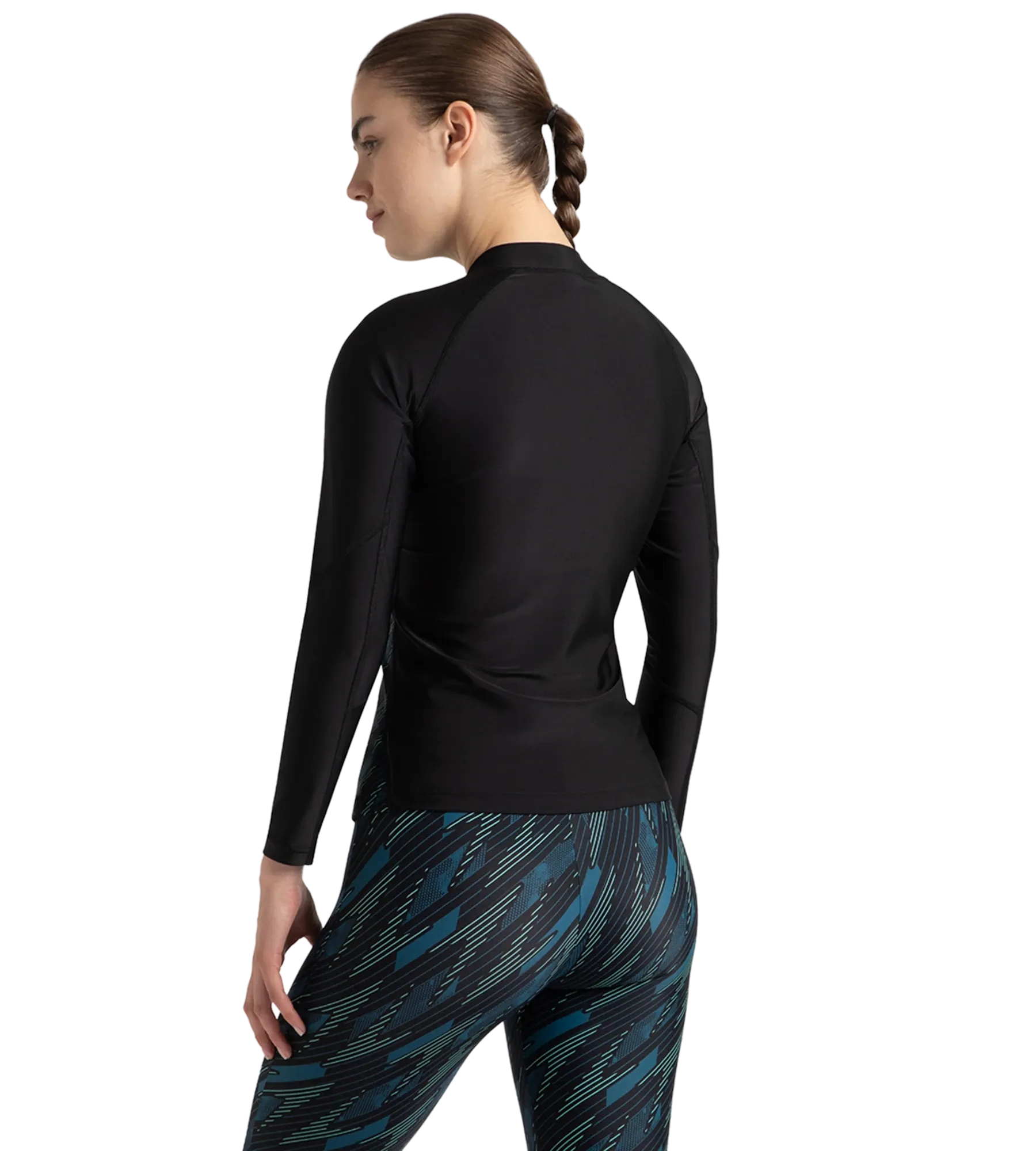 Women's Hyperboom Splice Print Long Sleeve Suntop - Black. Dark Teal & Arctic Glass - Image 5