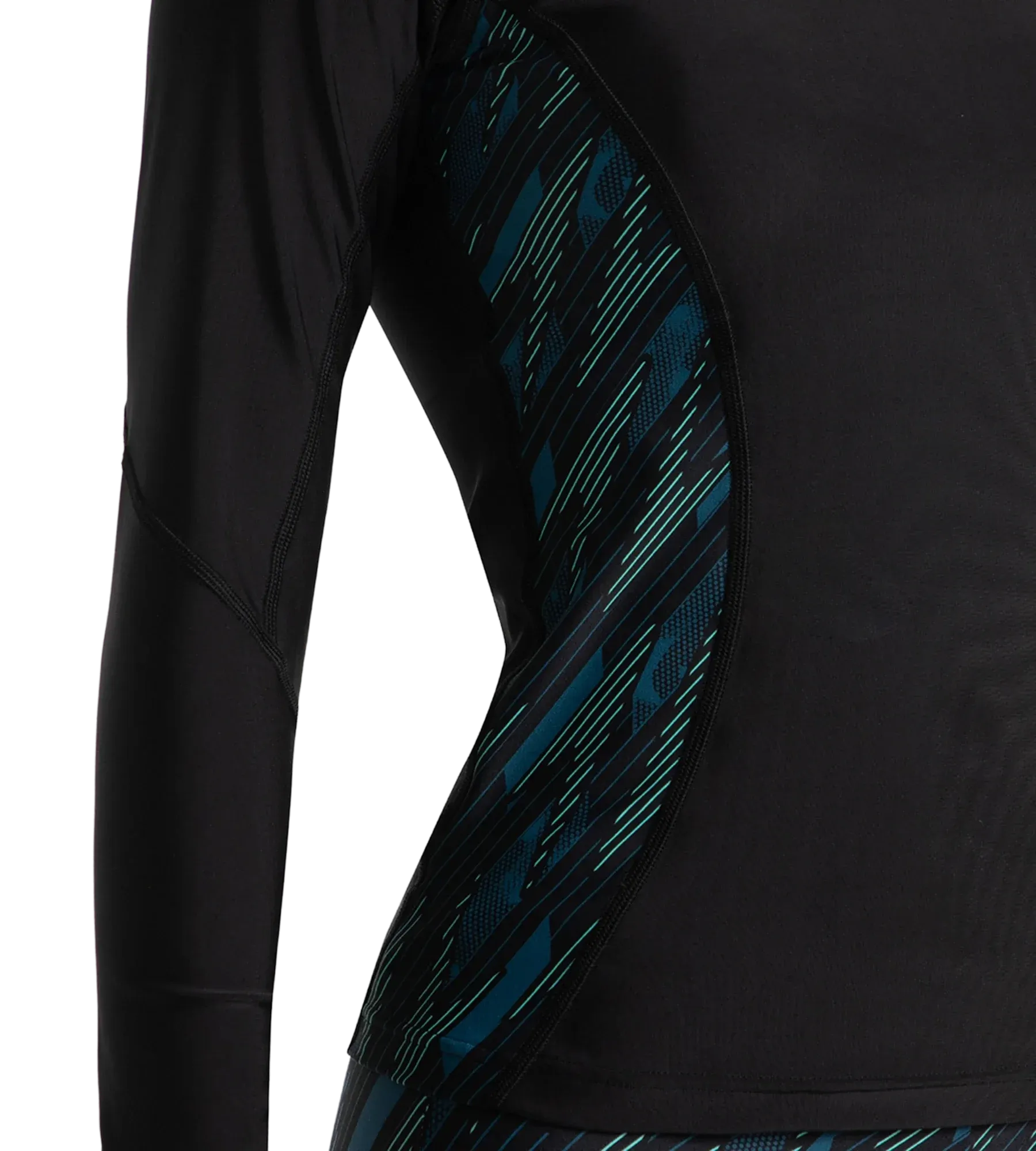 Women's Hyperboom Splice Print Long Sleeve Suntop - Black. Dark Teal & Arctic Glass - Image 9