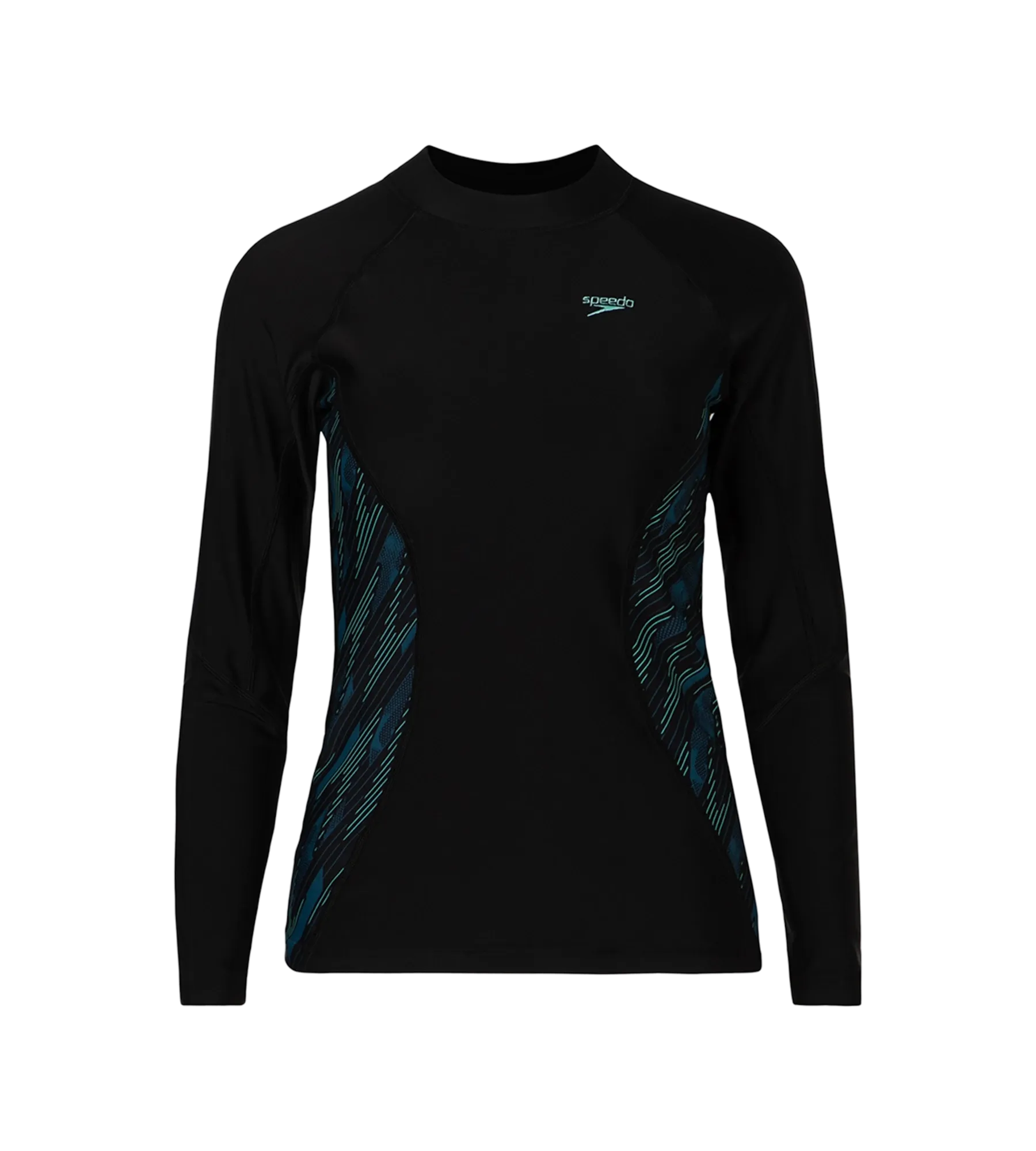 Women's Hyperboom Splice Print Long Sleeve Suntop - Black. Dark Teal & Arctic Glass - Image 10
