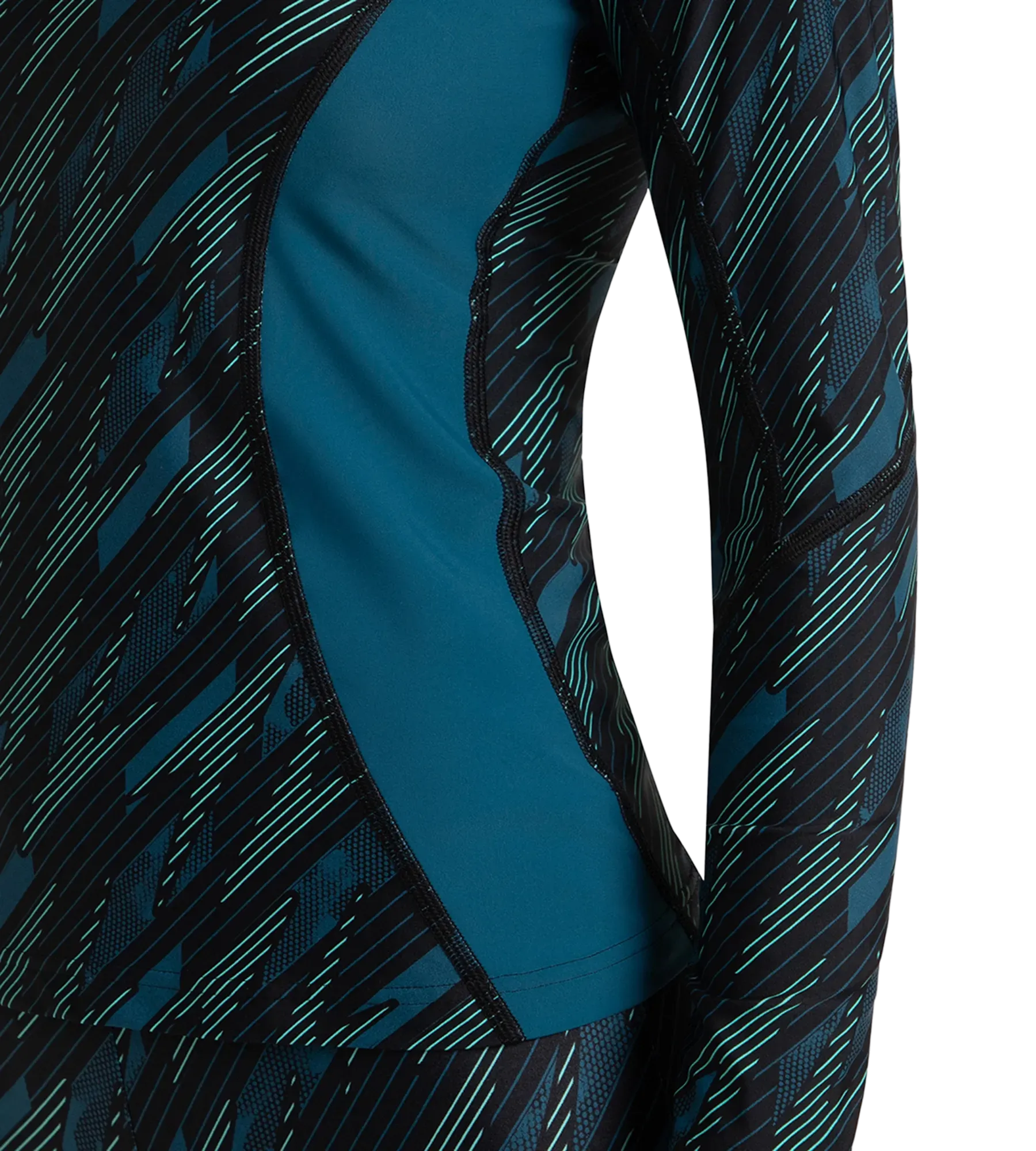 Women's Hyperboom Print Long Sleeve Suntop - Black. Dark Teal & Arctic Glass - Image 11
