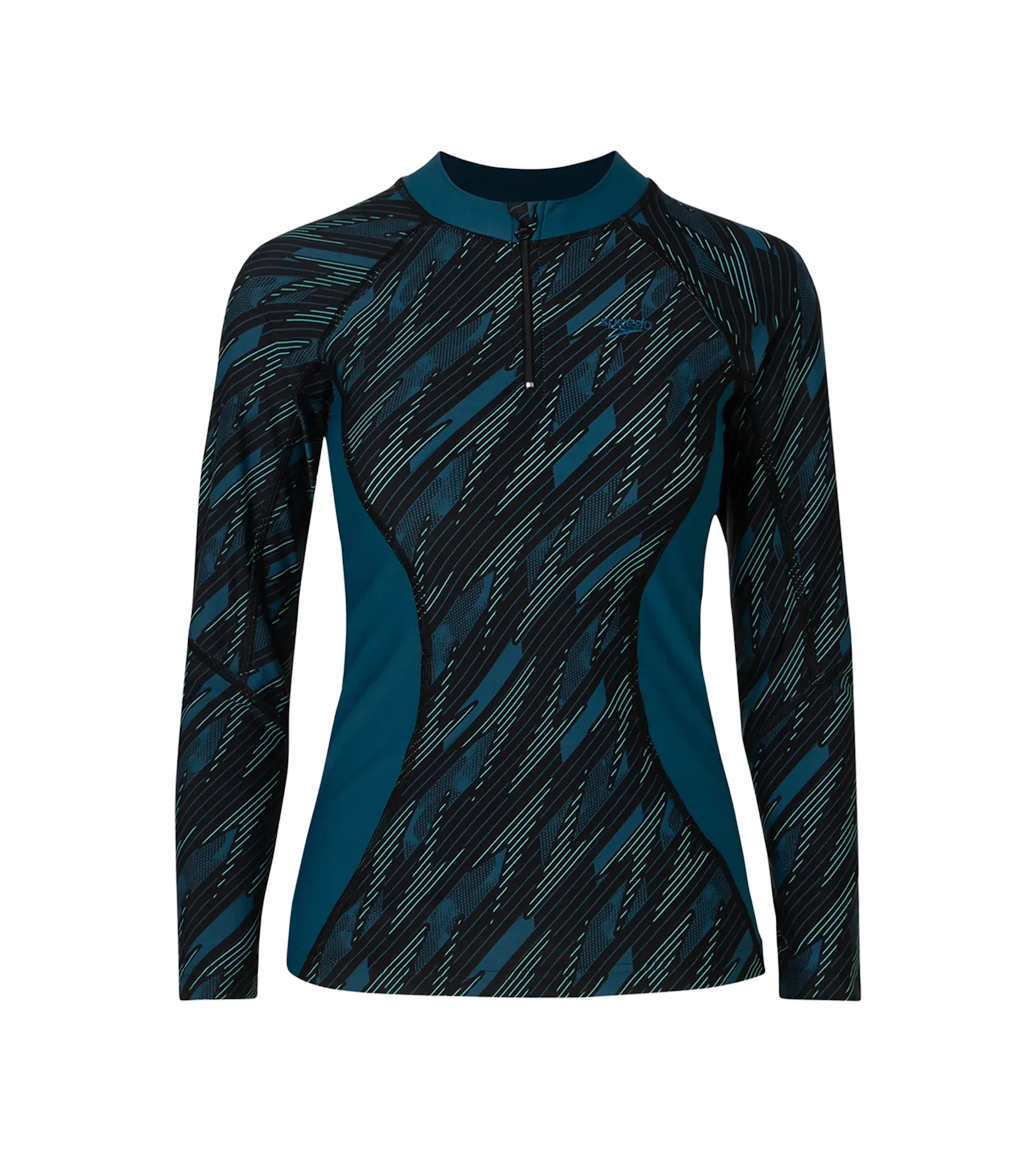 Women's Hyperboom Print Long Sleeve Suntop - Black. Dark Teal & Arctic Glass - Image 12