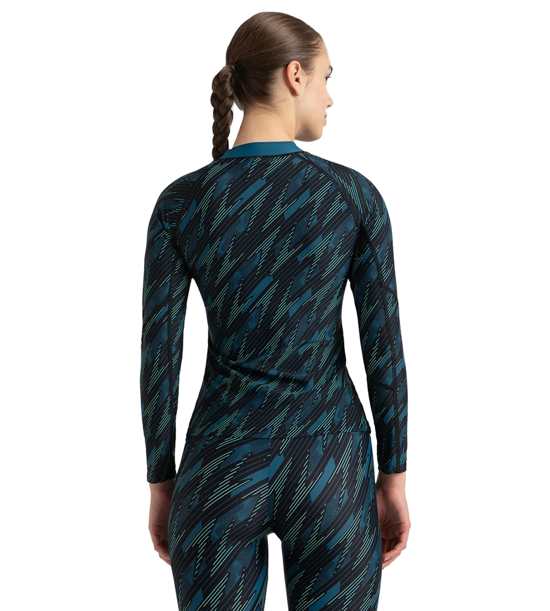 Women's Hyperboom Print Long Sleeve Suntop - Black. Dark Teal & Arctic Glass - Image 5