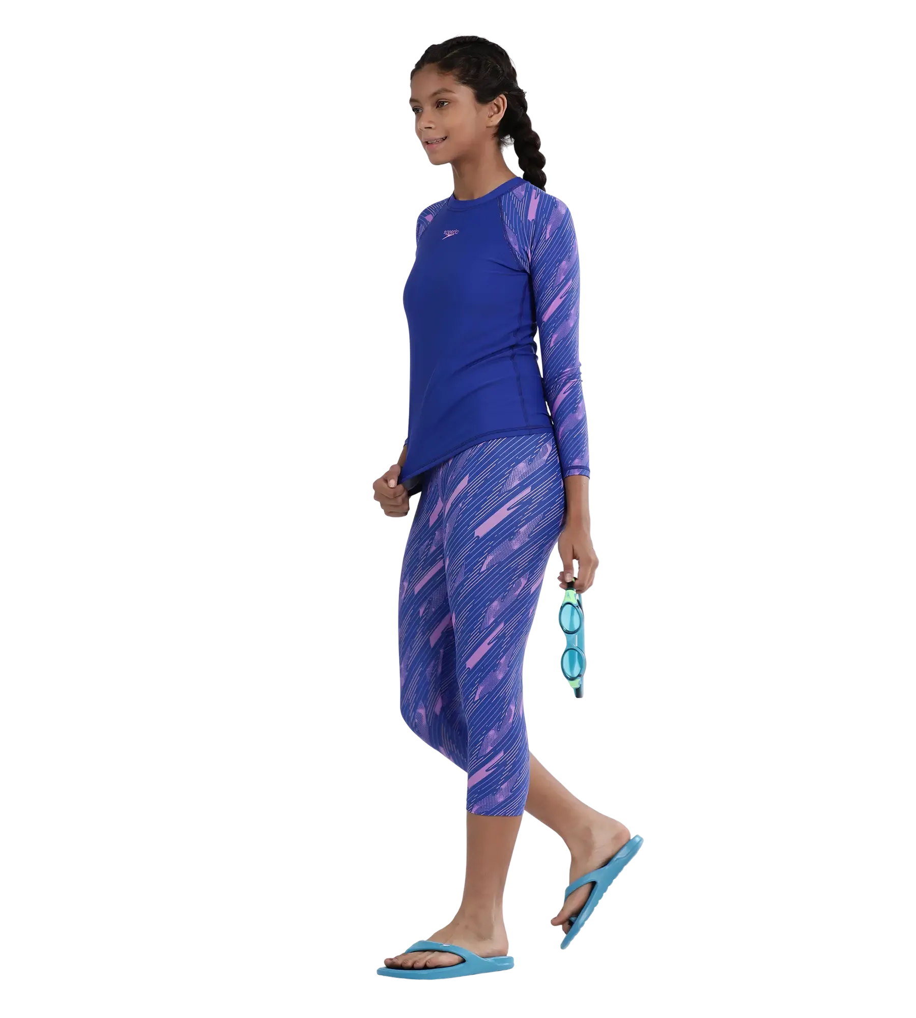 Girl's Endurance 10 Hyperboom Printed Capri - Sweet Purple & True Cobalt - Image 9