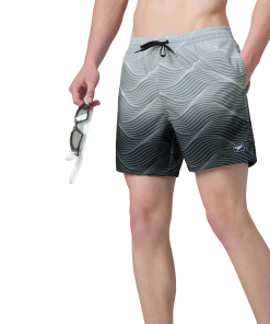 Men's 4 Way Comfort Stretch Essential Printed Watershorts With Side Pockets - Antracite & Coin Grey