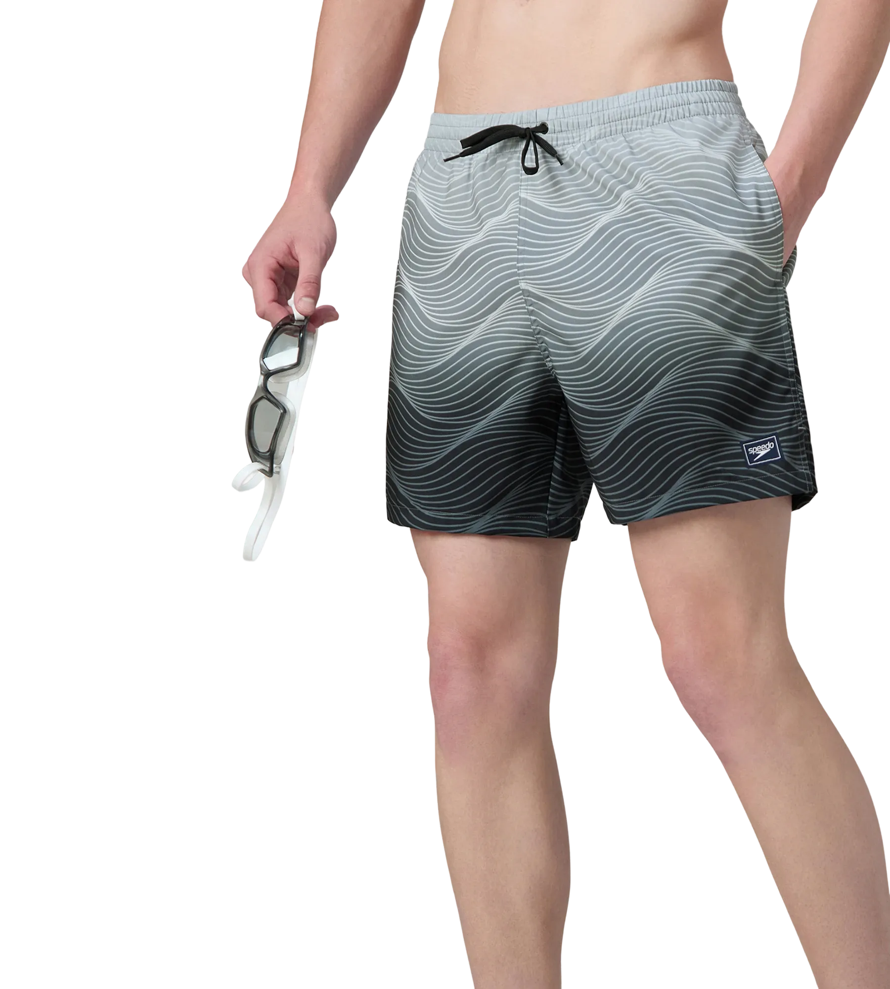 Men's 4 Way Comfort Stretch Essential Printed Watershorts With Side Pockets - Antracite & Coin Grey