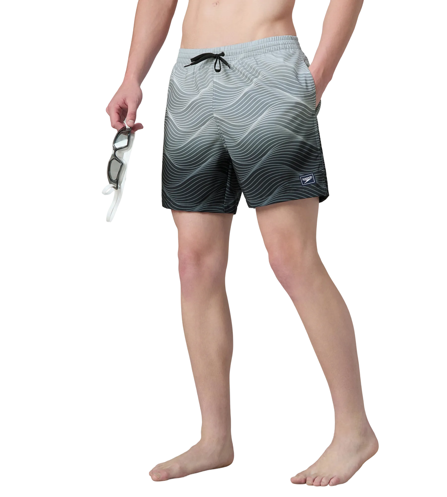 Men's 4 Way Comfort Stretch Essential Printed Watershorts With Side Pockets - Antracite & Coin Grey - Image 7
