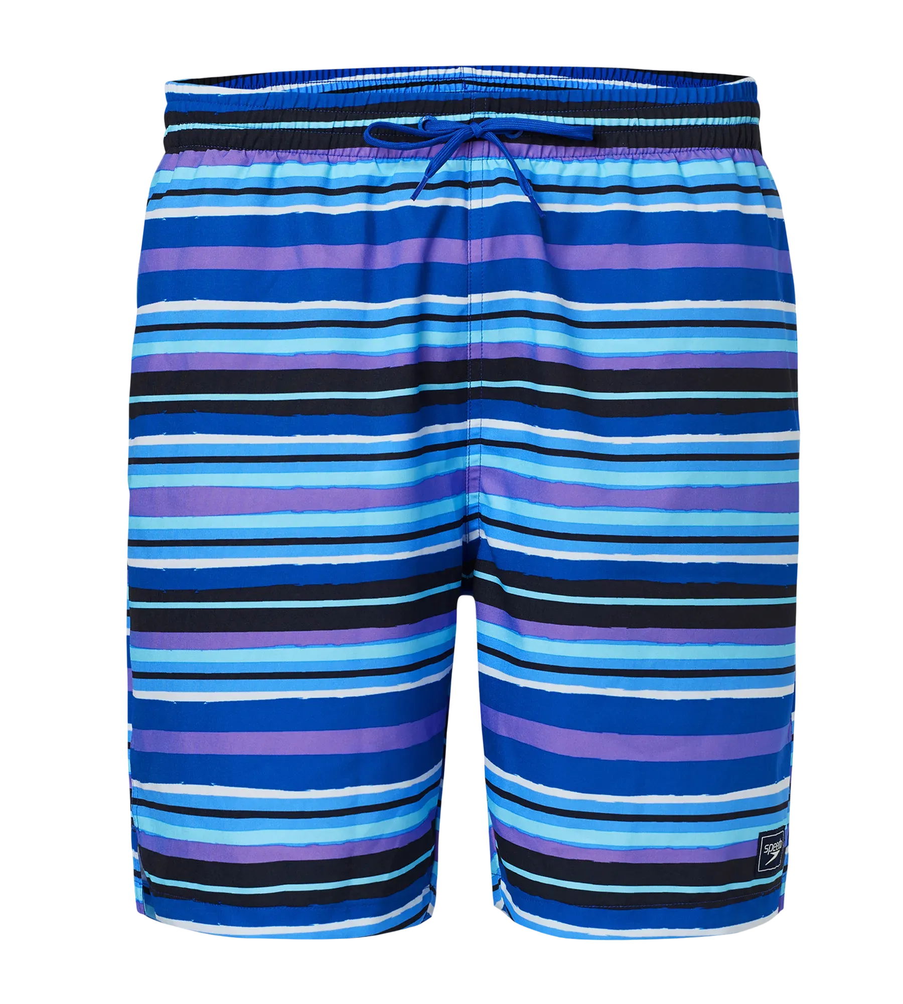 Men's 4 Way Comfort Stretch Essential Printed Watershorts With Side Pockets - Peacoat & Periwinkle Blue - Image 2