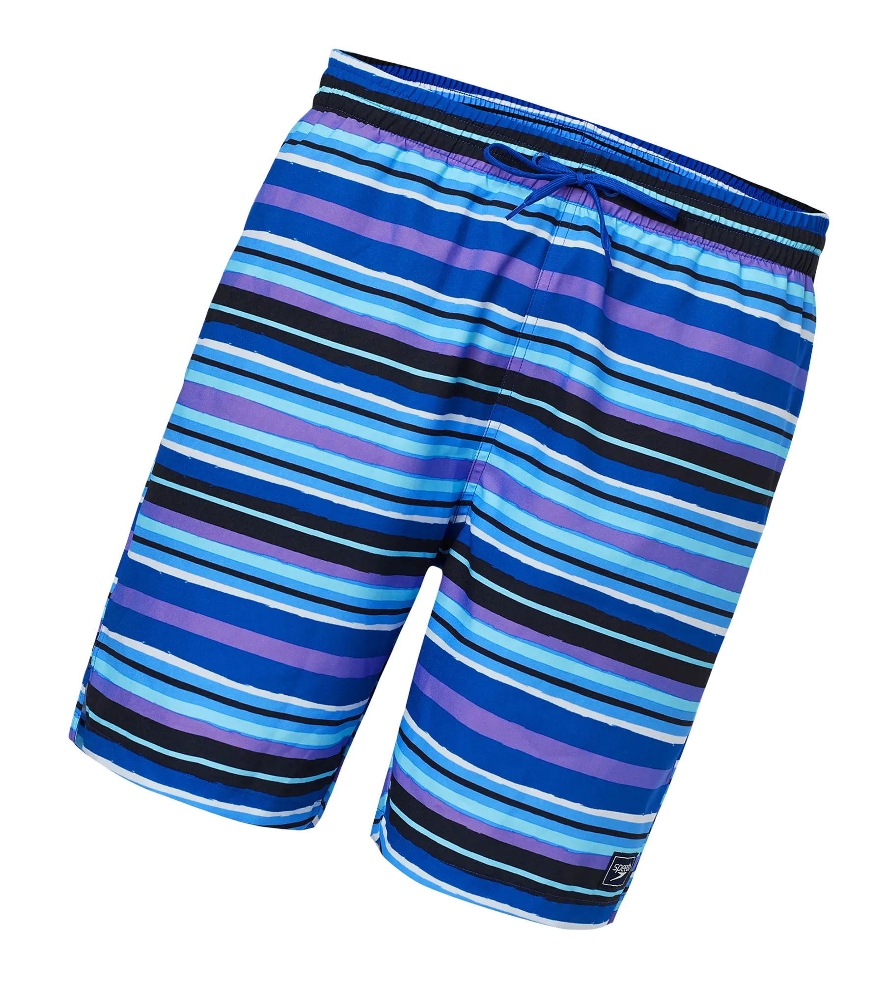 Men's 4 Way Comfort Stretch Essential Printed Watershorts With Side Pockets - Peacoat & Periwinkle Blue - Image 3