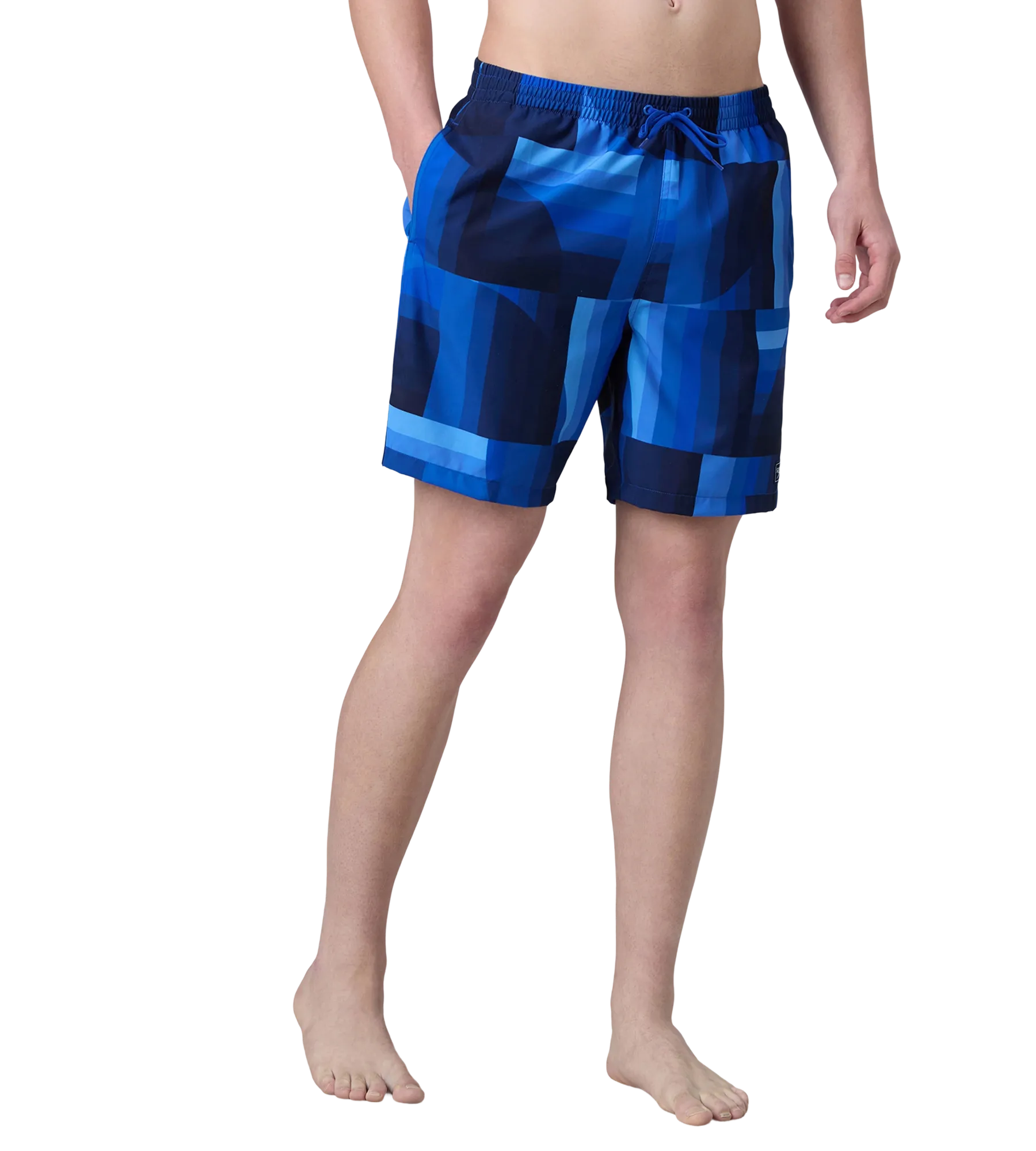 Men's 4 Way Comfort Stretch Essential Printed Watershorts With Side Pockets - Periwinkle Blue