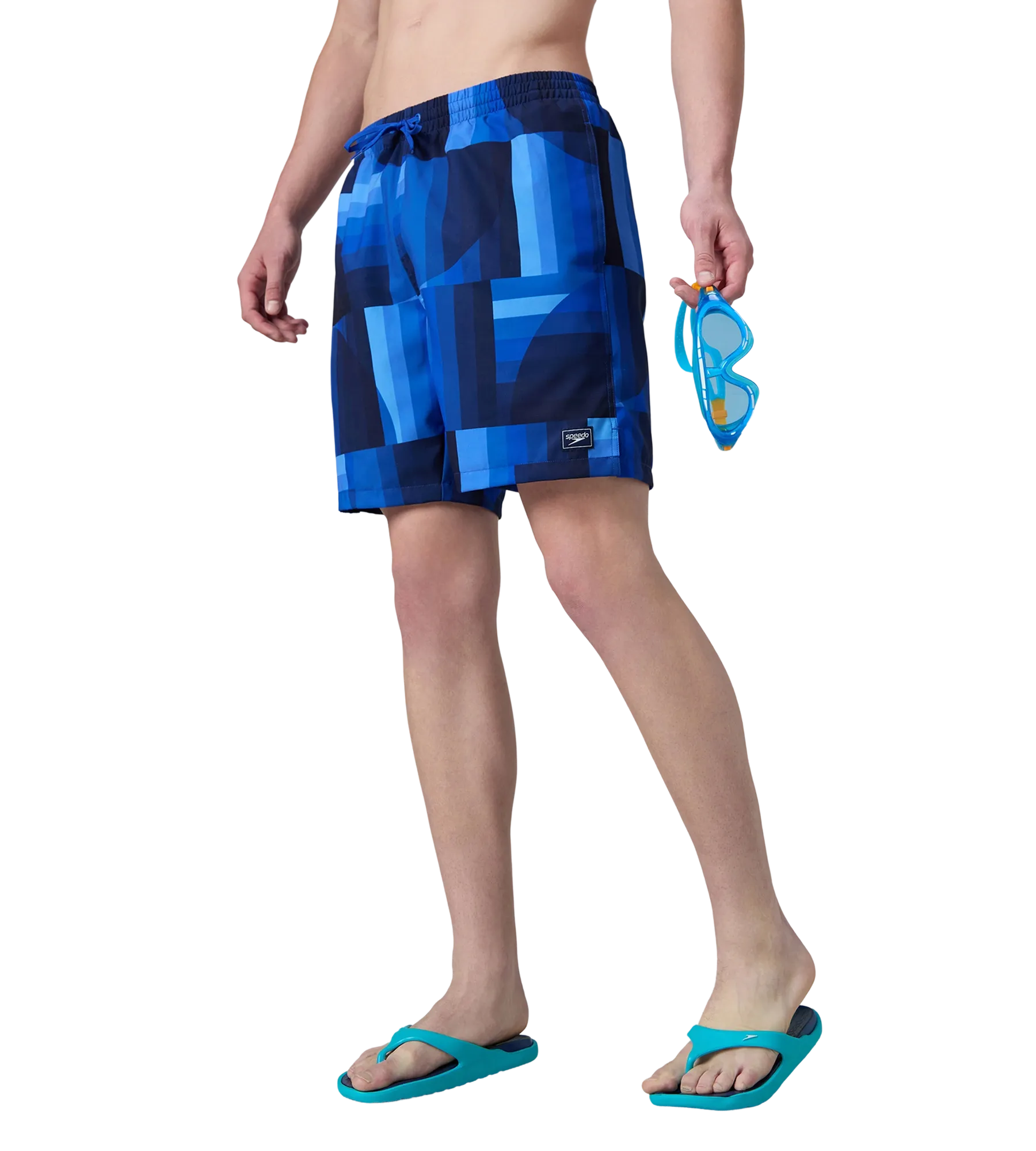 Men's 4 Way Comfort Stretch Essential Printed Watershorts With Side Pockets - Periwinkle Blue - Image 6