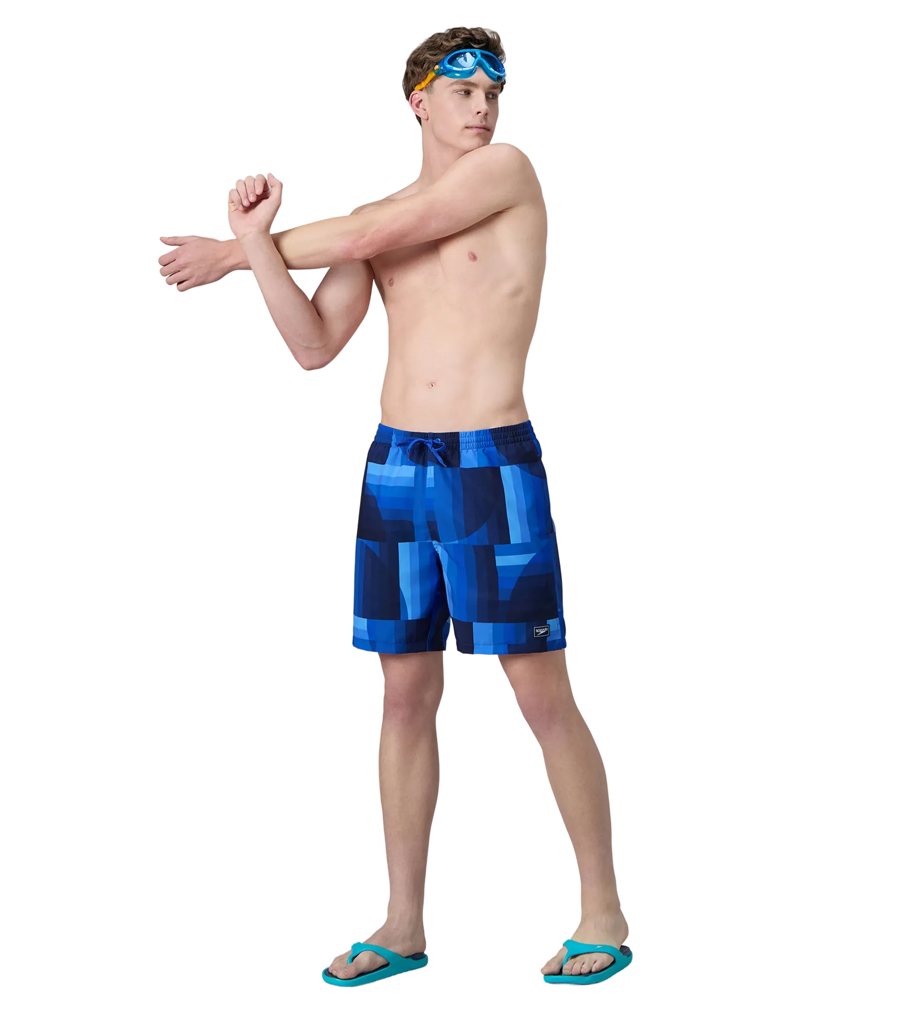 Men's 4 Way Comfort Stretch Essential Printed Watershorts With Side Pockets - Periwinkle Blue - Image 9