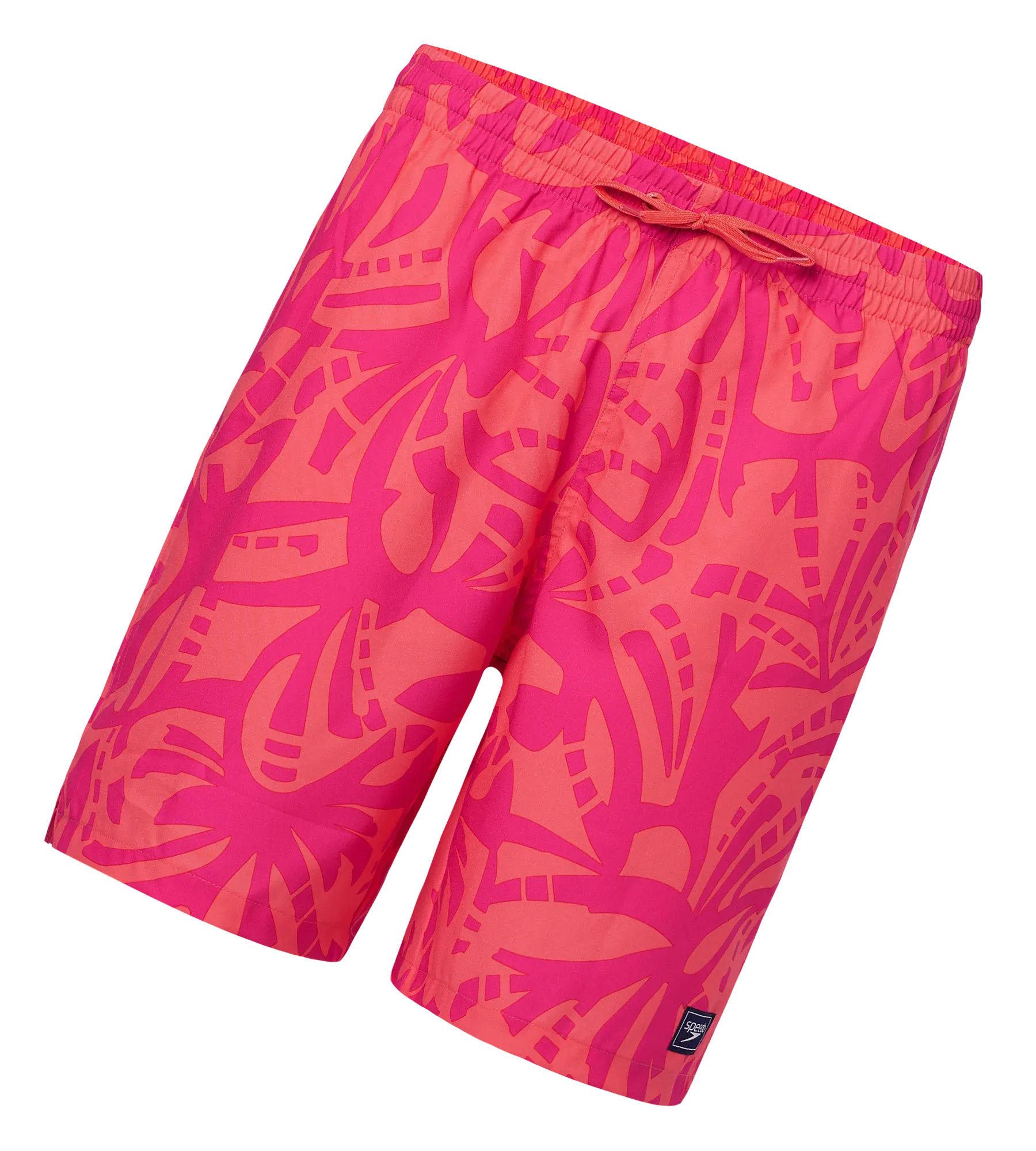 Men's 4 Way Comfort Stretch Essential Printed Watershorts With Side Pockets - Margarita Pink & Tropic Coral - Image 2