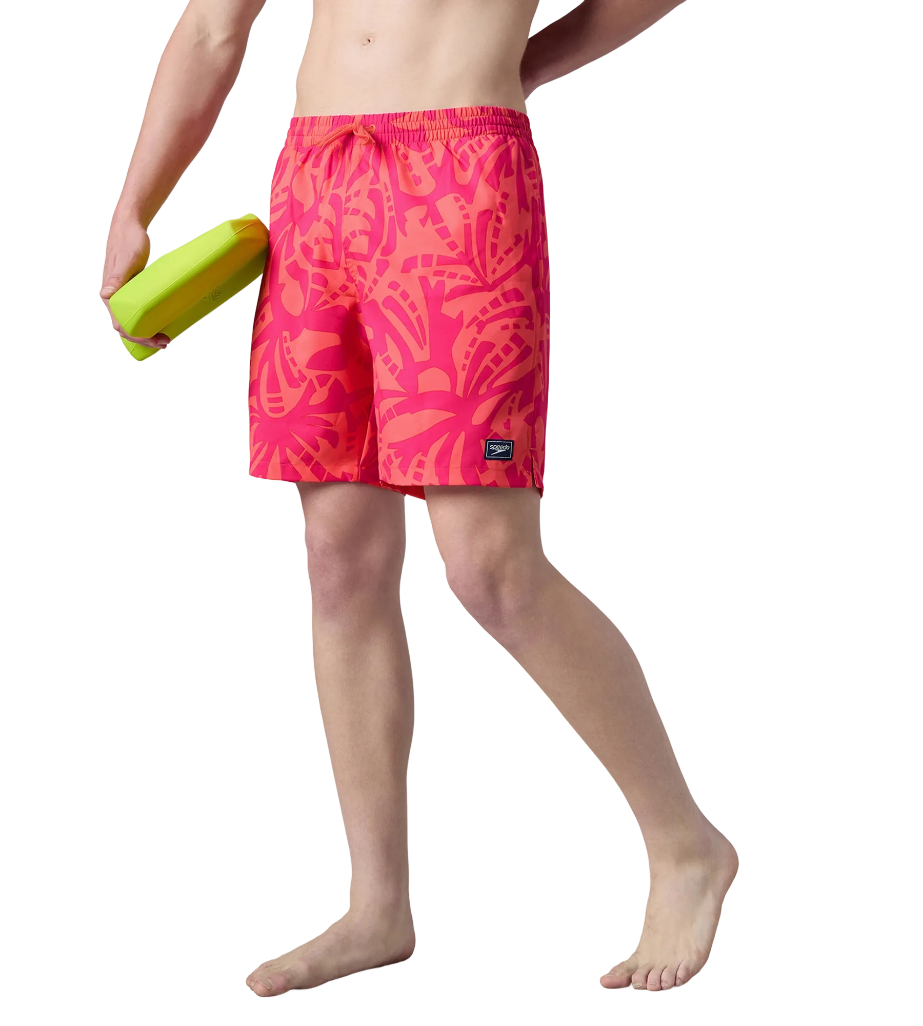 Men's 4 Way Comfort Stretch Essential Printed Watershorts With Side Pockets - Margarita Pink & Tropic Coral
