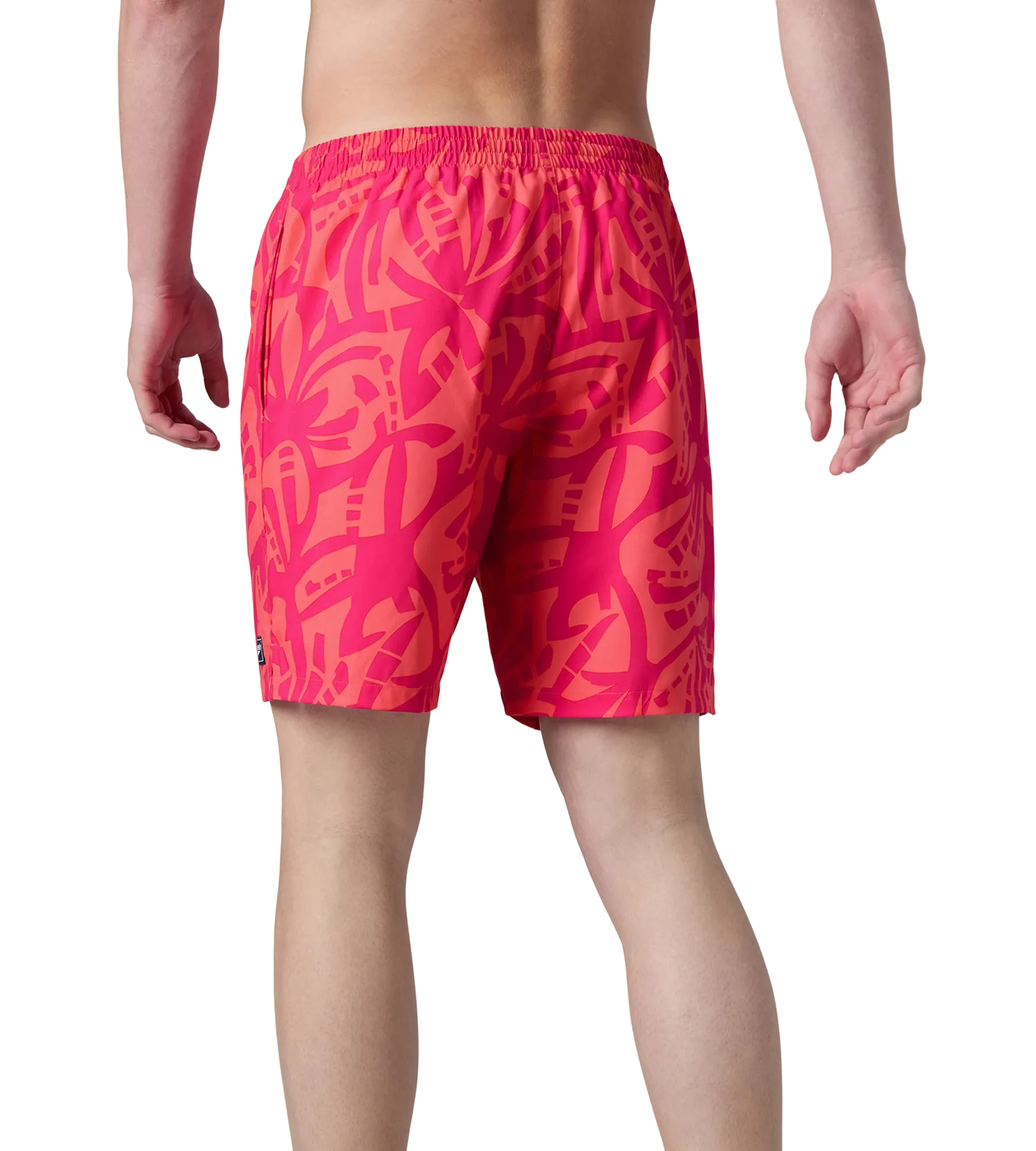 Men's 4 Way Comfort Stretch Essential Printed Watershorts With Side Pockets - Margarita Pink & Tropic Coral - Image 7