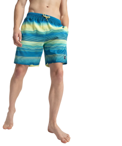 Men's Recycled Polyster Placement Printed Leisure Watershorts - Marine Blue & Pulcino