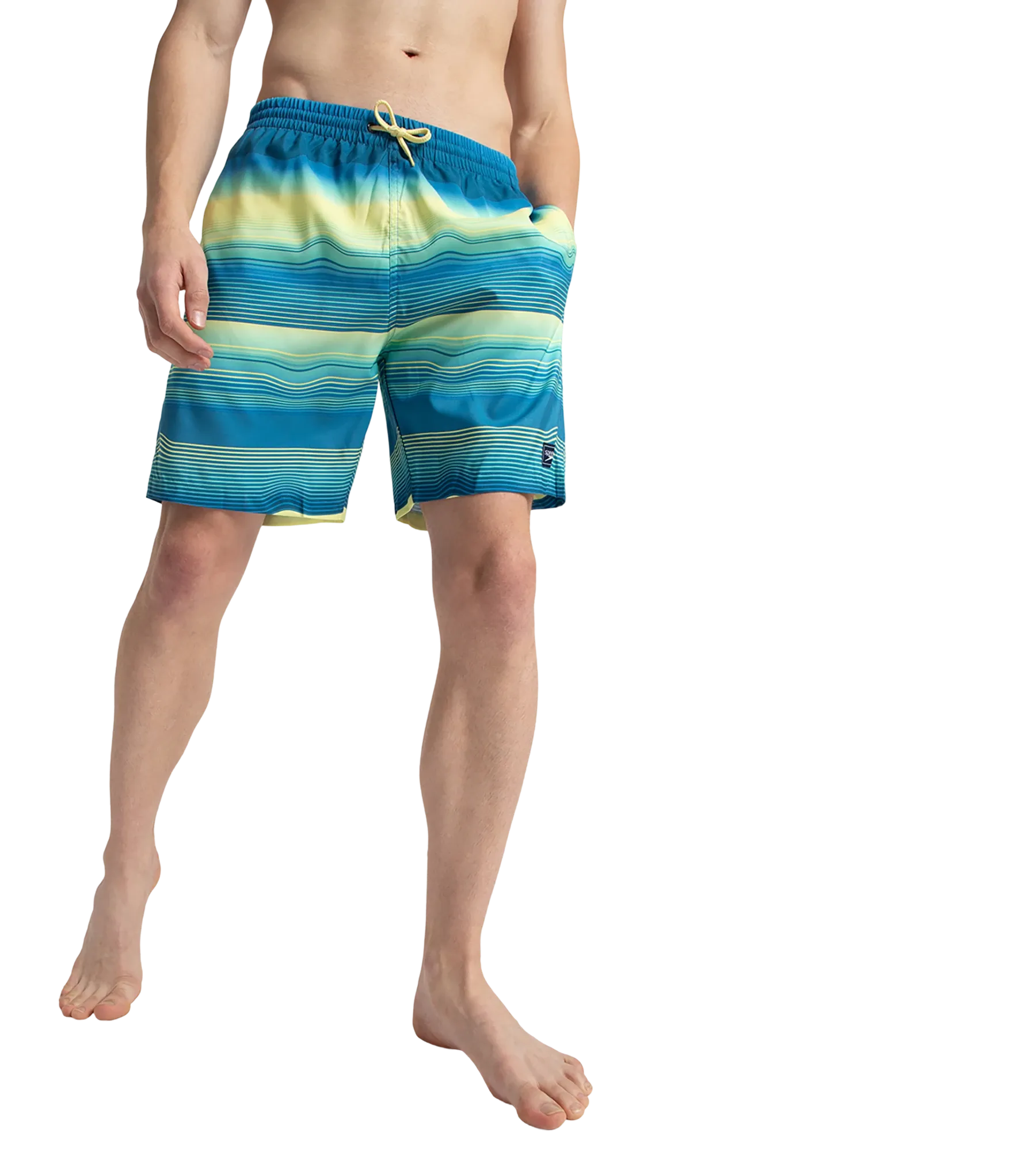 Men's Recycled Polyster Placement Printed Leisure Watershorts - Marine Blue & Pulcino