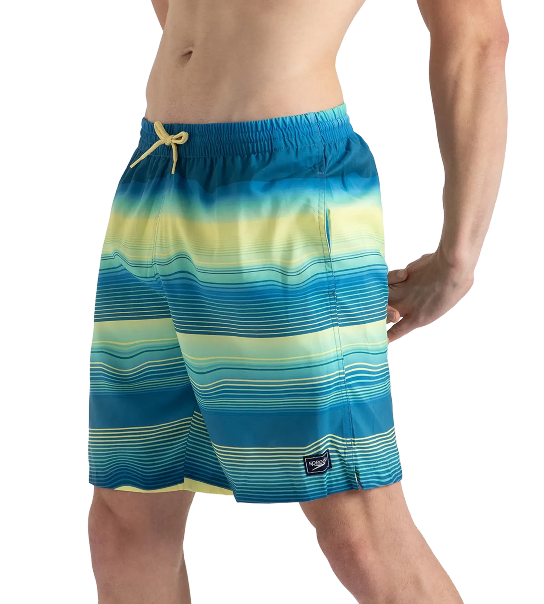 Men's Recycled Polyster Placement Printed Leisure Watershorts - Marine Blue & Pulcino - Image 3