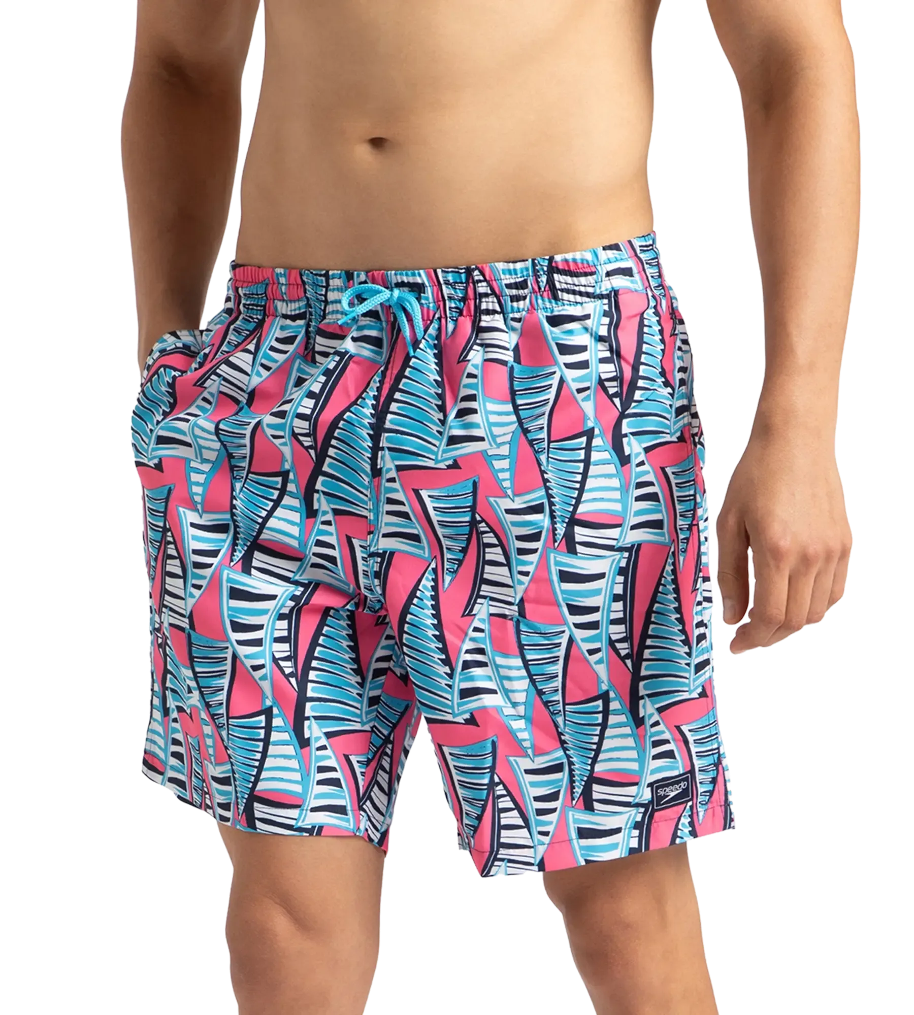 Men's Recycled Polyster Essential Printed Leisure Watershorts - Fandango Pink & Pure Blue - Image 2