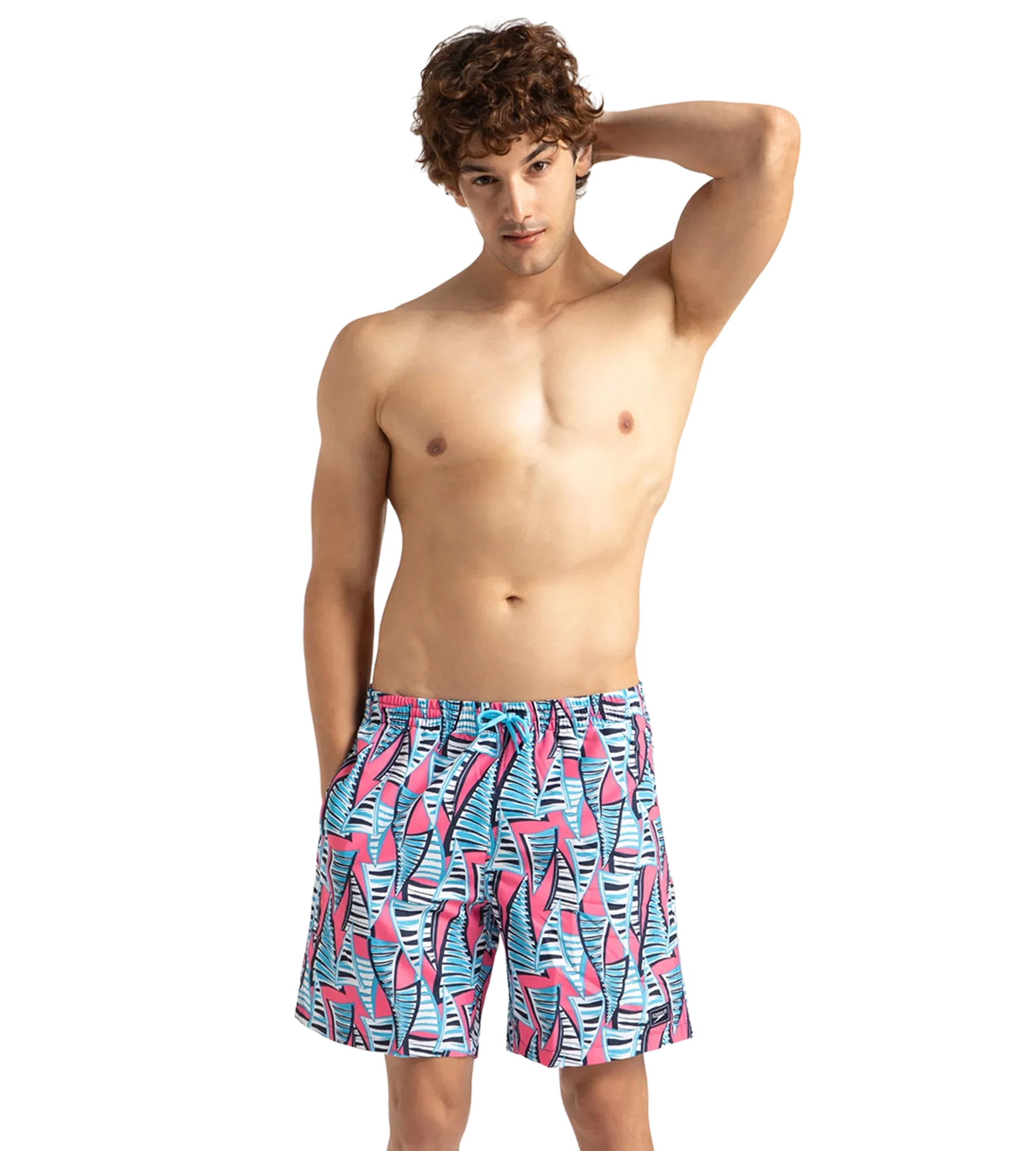 Men's Recycled Polyster Essential Printed Leisure Watershorts - Fandango Pink & Pure Blue - Image 6
