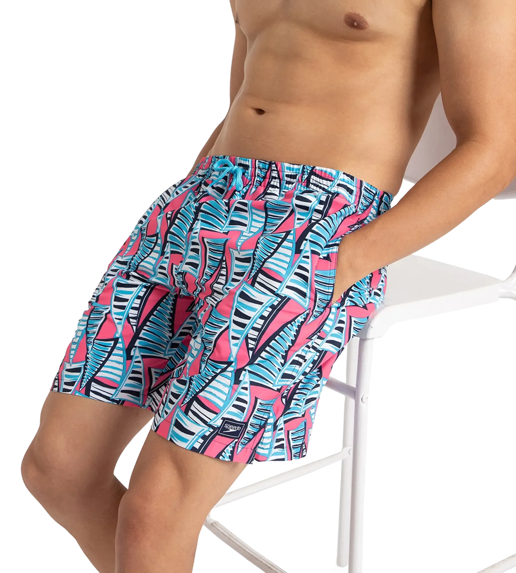Men's Recycled Polyster Essential Printed Leisure Watershorts - Fandango Pink & Pure Blue - Image 8