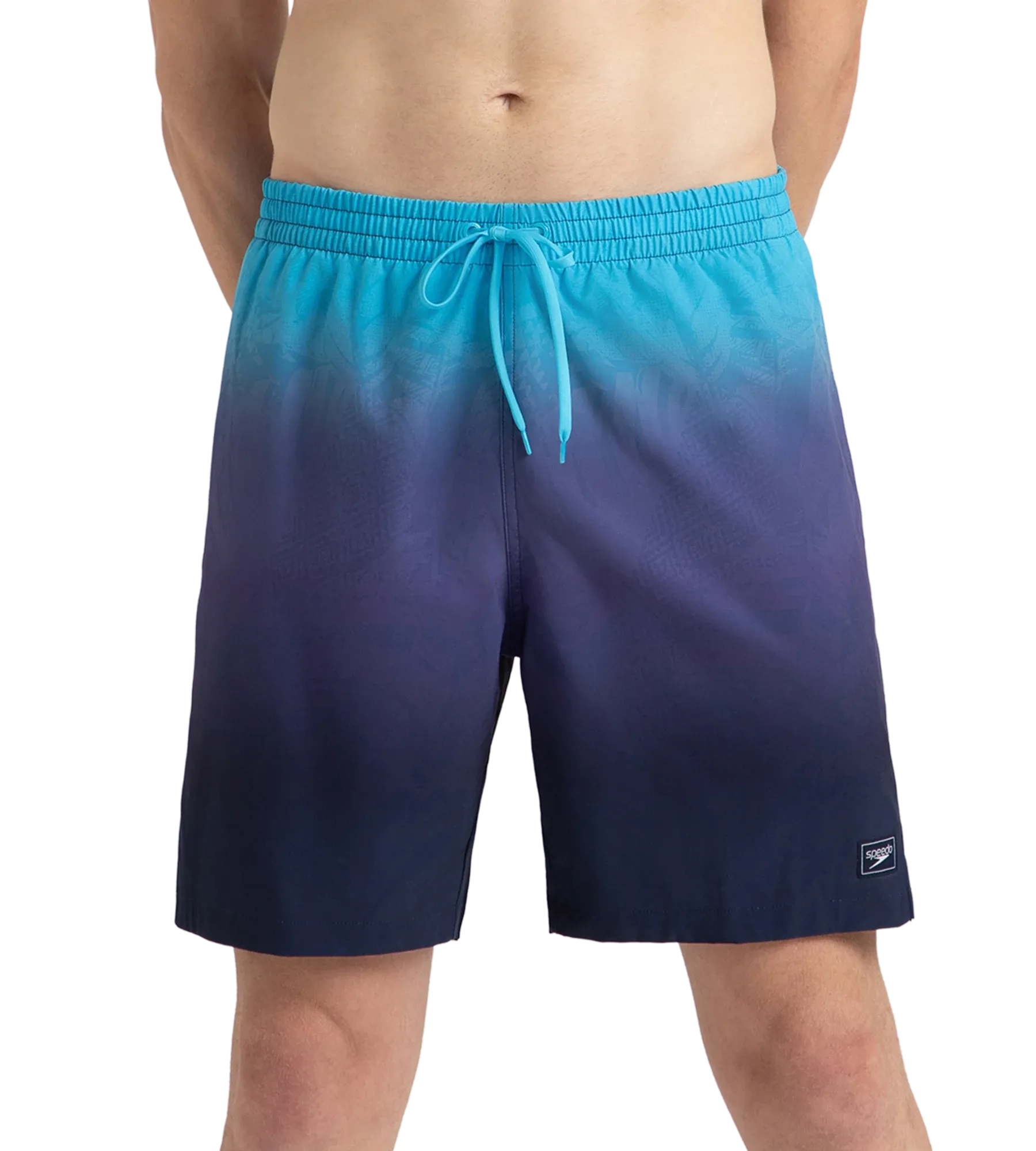 Men's 4 Way Flex Essential Printed Watershorts With Side Pockets - Peacoat. Hapuna Blue & Picton Blue - Image 2