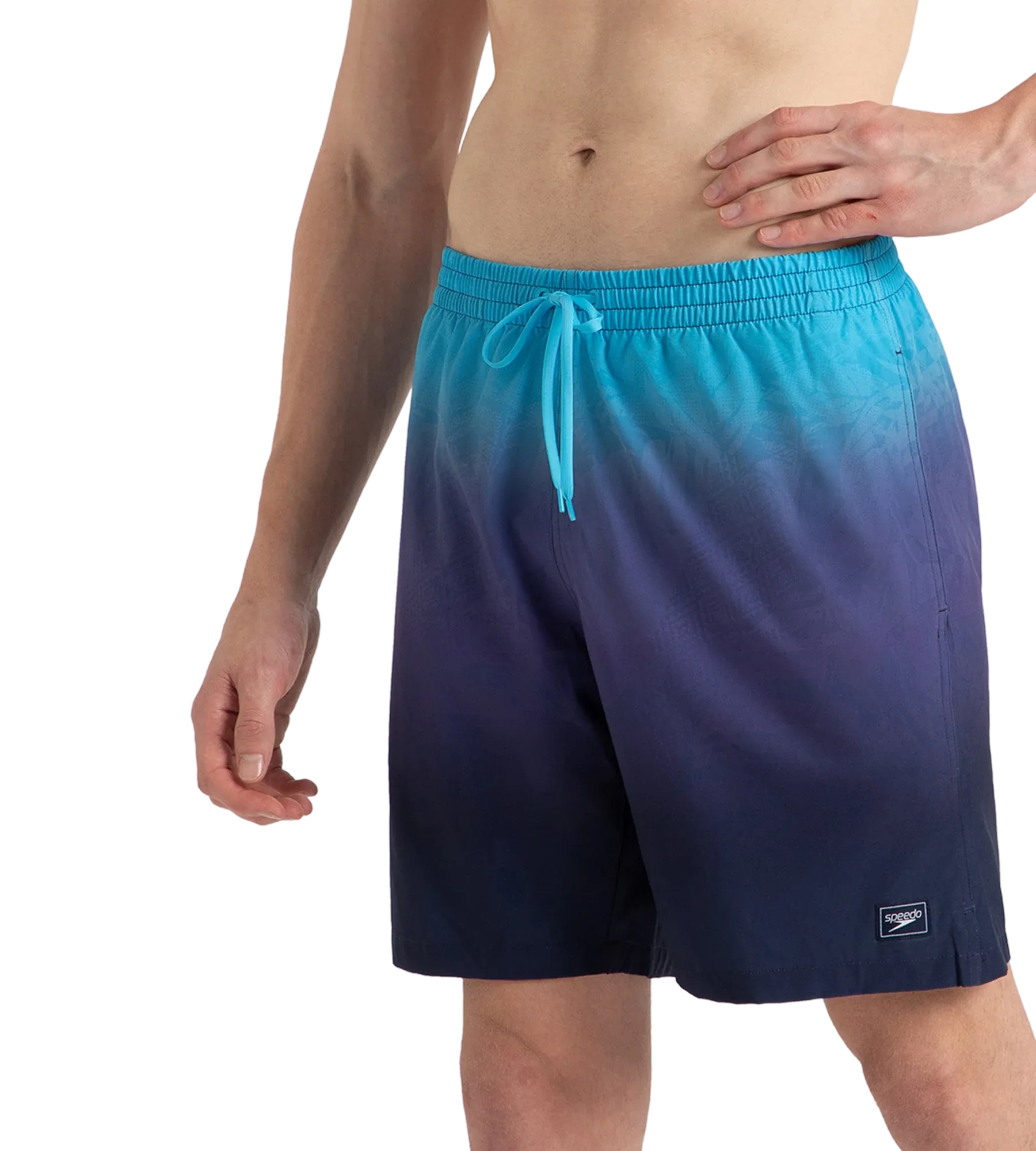 Men's 4 Way Flex Essential Printed Watershorts With Side Pockets - Peacoat. Hapuna Blue & Picton Blue - Image 3