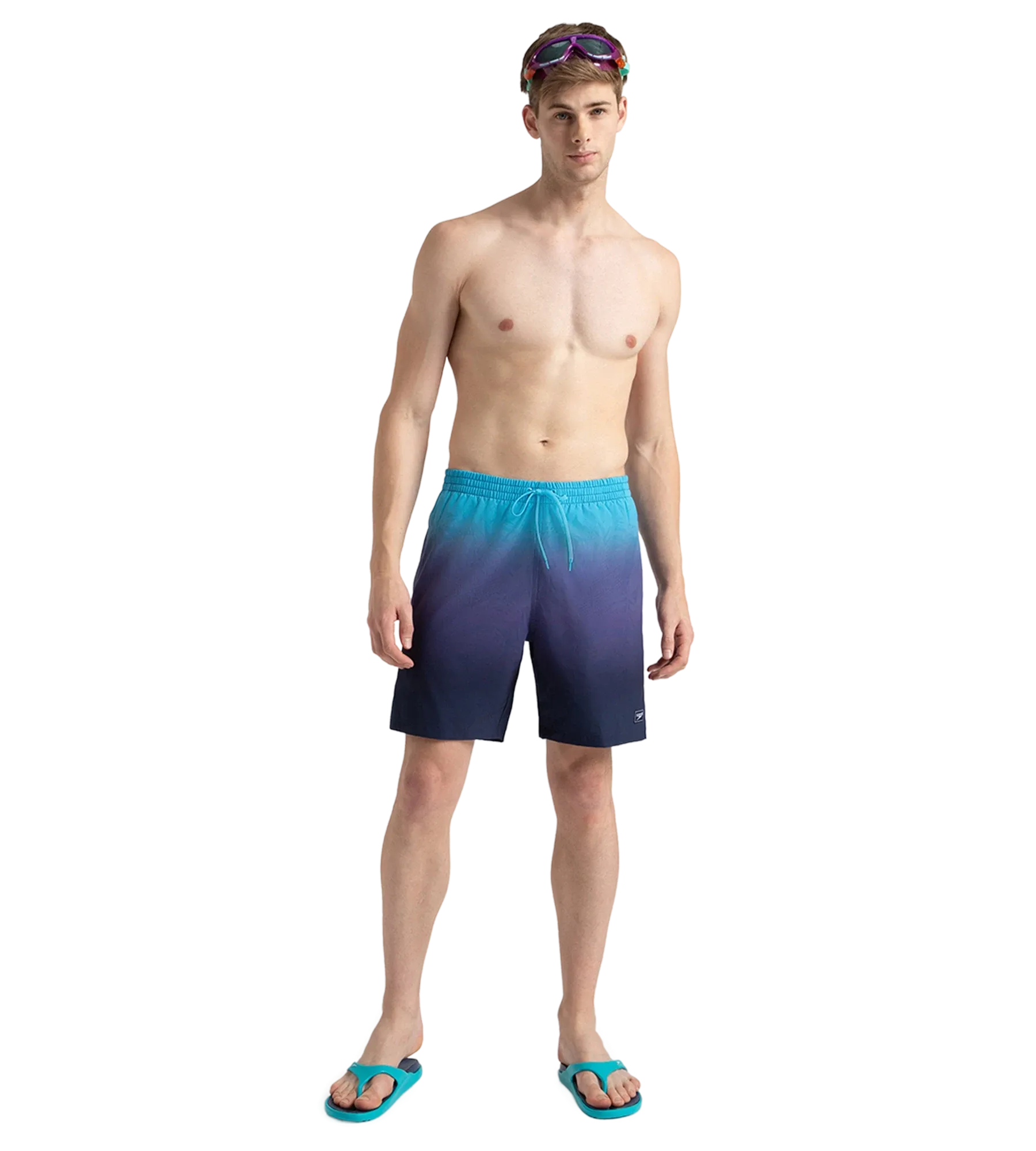 Men's 4 Way Flex Essential Printed Watershorts With Side Pockets - Peacoat. Hapuna Blue & Picton Blue - Image 7