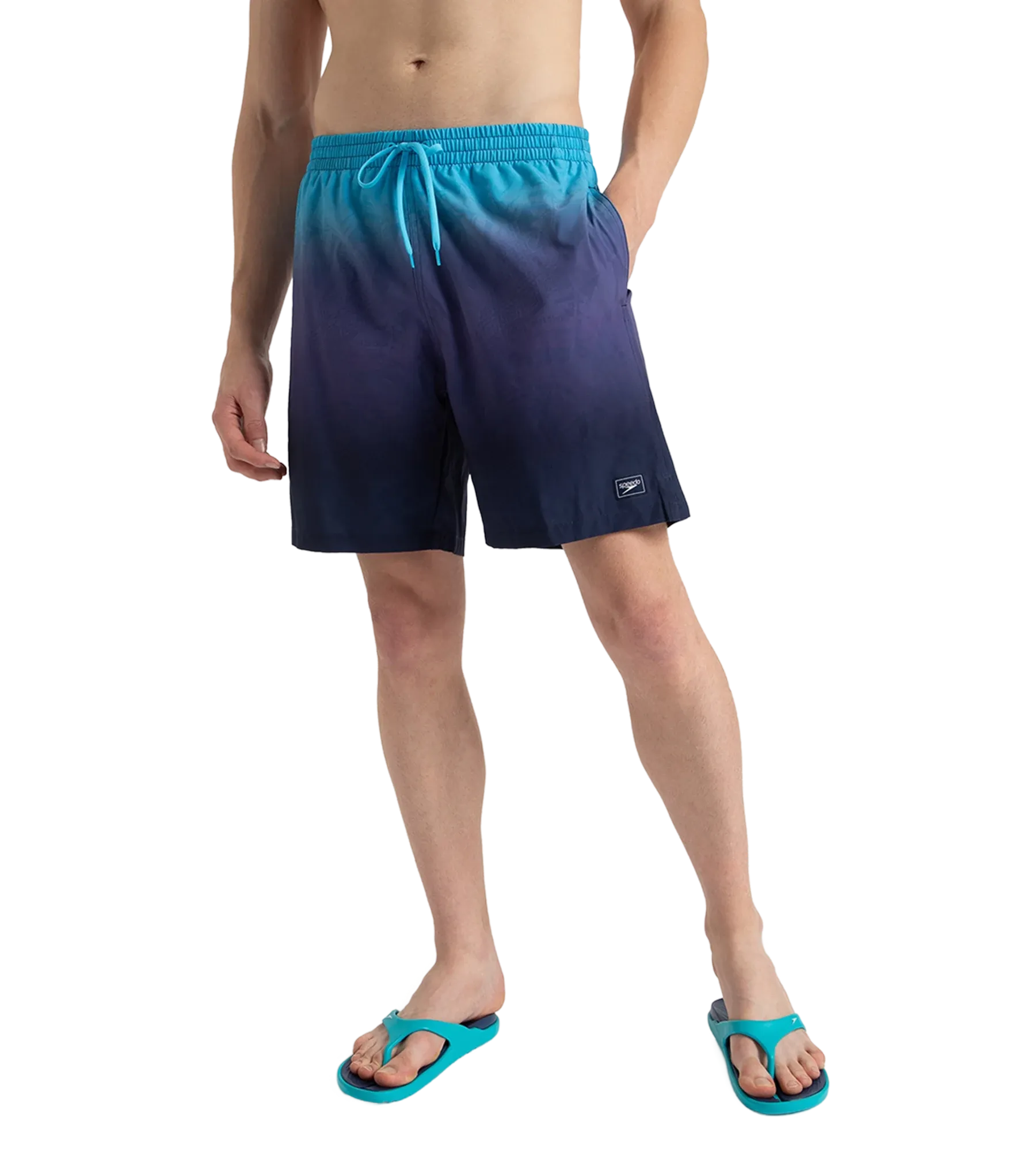 Men's 4 Way Flex Essential Printed Watershorts With Side Pockets - Peacoat. Hapuna Blue & Picton Blue - Image 8