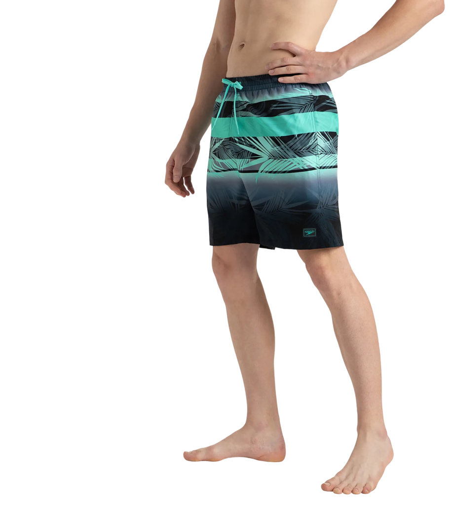 Men's 4 Way Comfort Stretch Essential Printed Watershorts With Side Pockets - Antracite & Arctic Glass