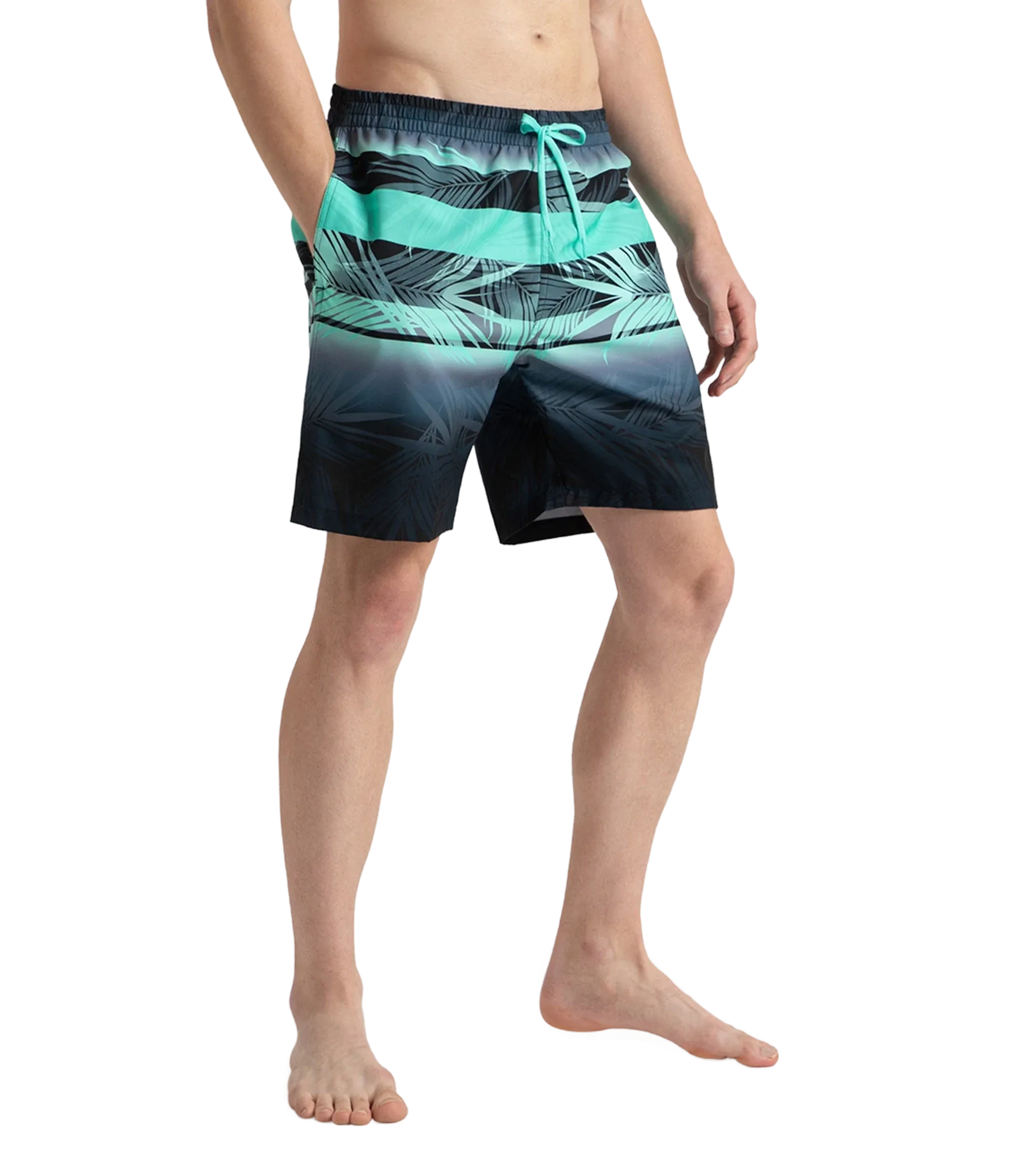 Men's 4 Way Comfort Stretch Essential Printed Watershorts With Side Pockets - Antracite & Arctic Glass - Image 4
